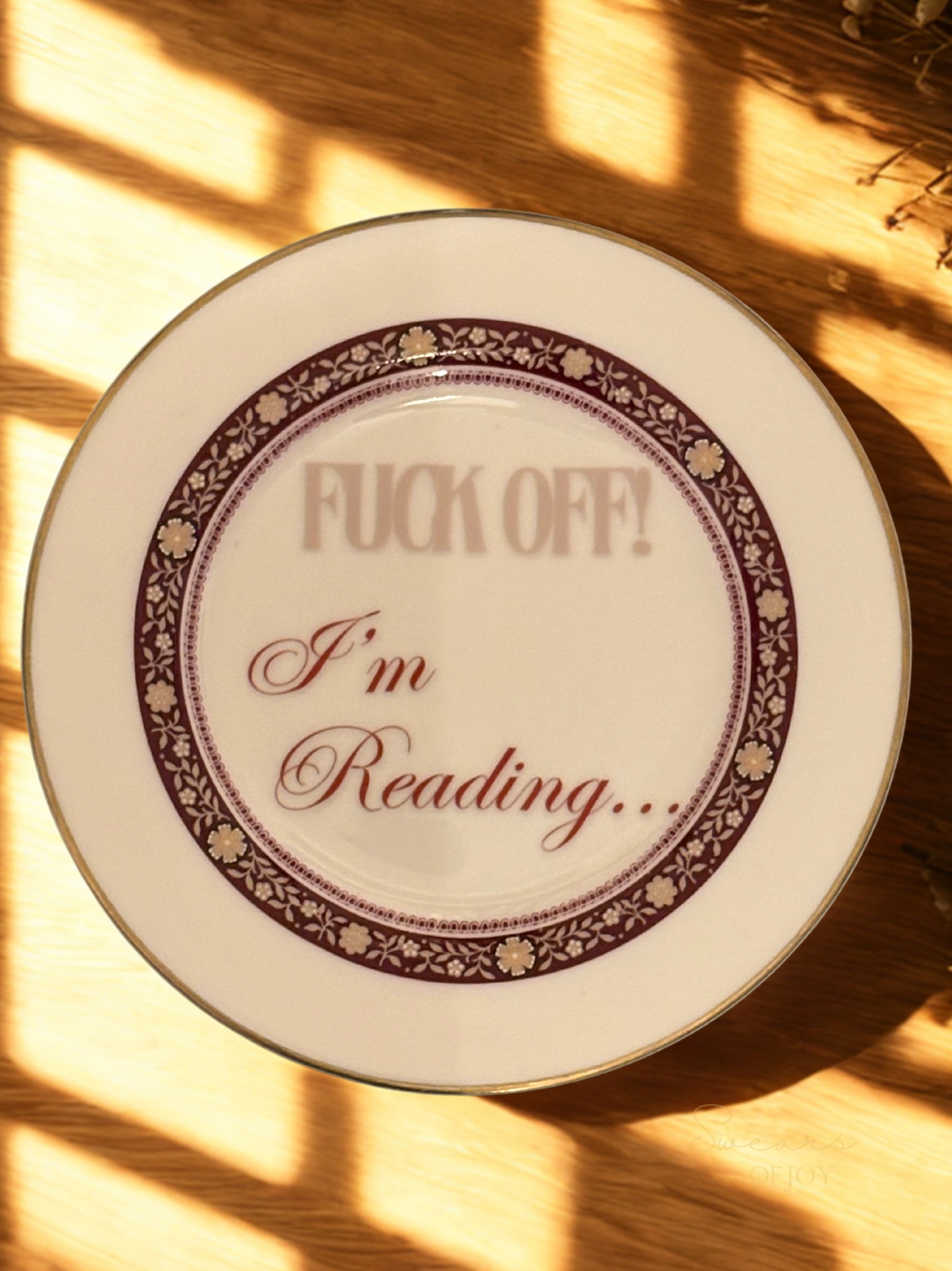 Fuck Off! I'm Reading - Vintage China Plate