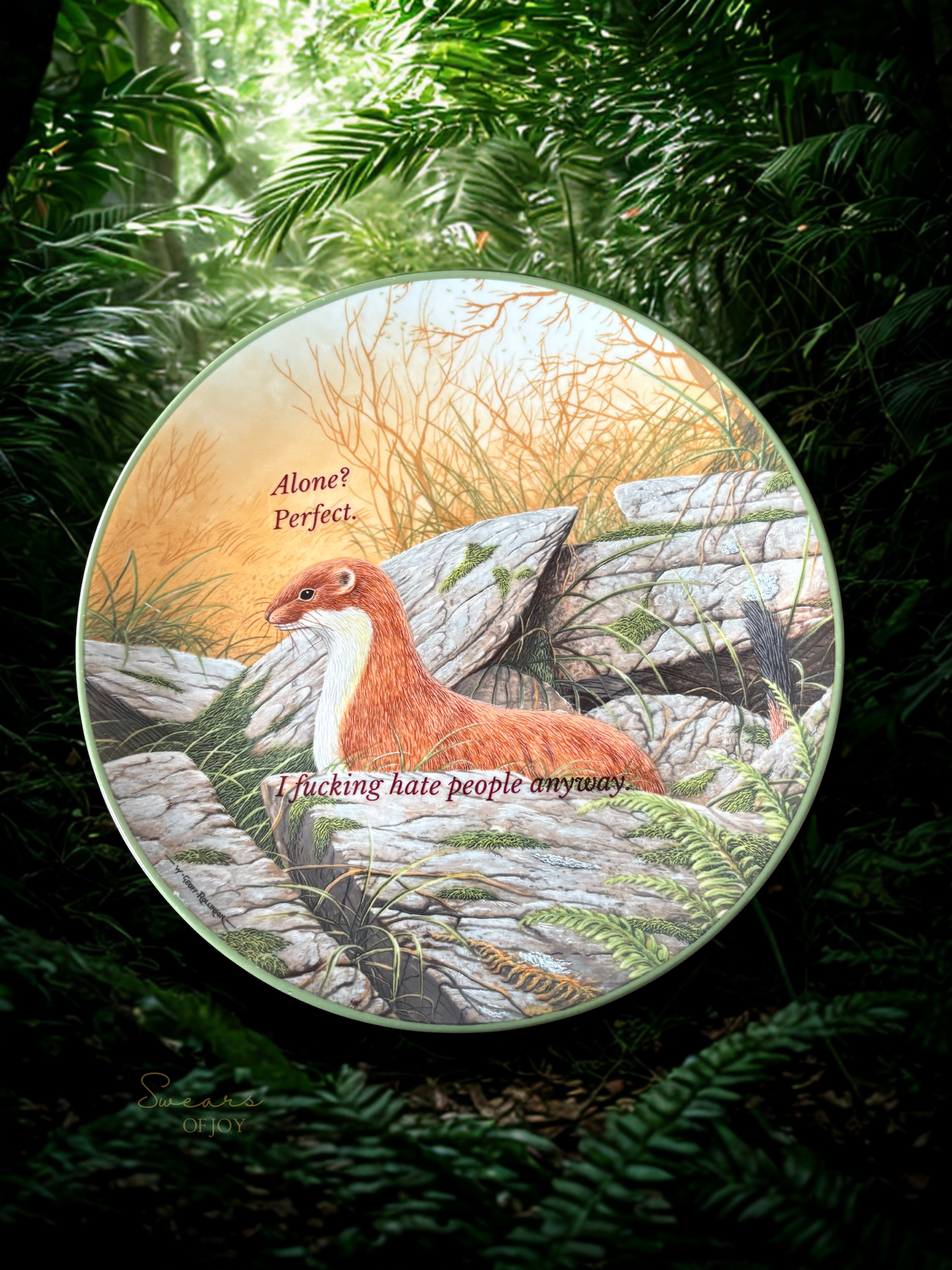 Alone? Perfect - Vintage Picture Plate