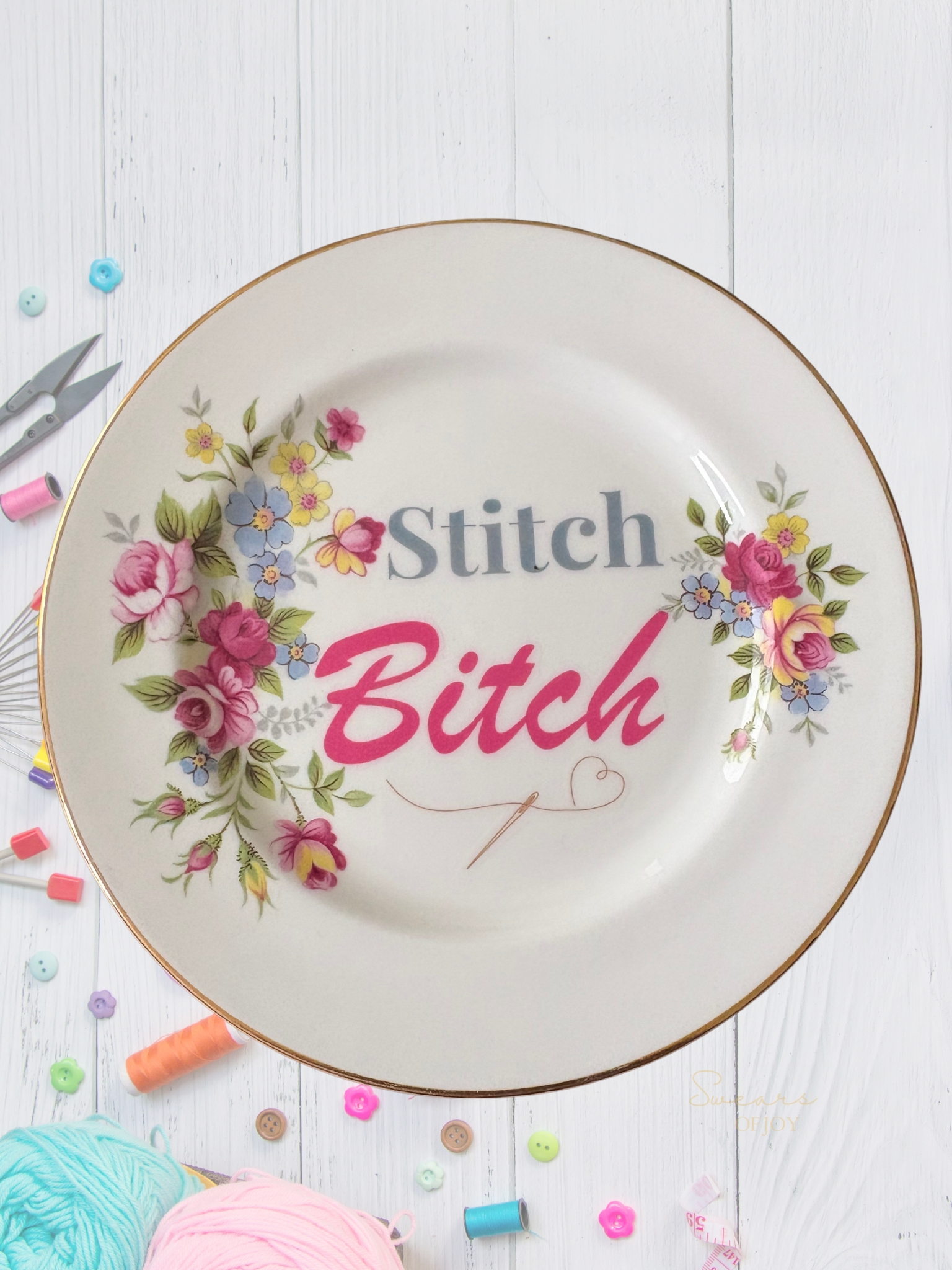 Stitch Bitch - Vintage China Plate