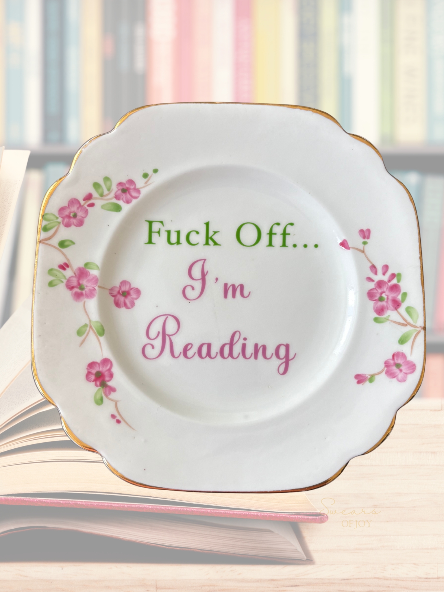 Fuck Off...I'm Reading - Vintage China Plate
