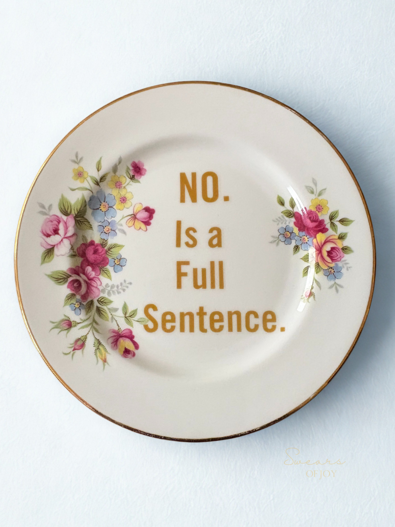 NO. Is a Full Sentence. – Vintage China Plate