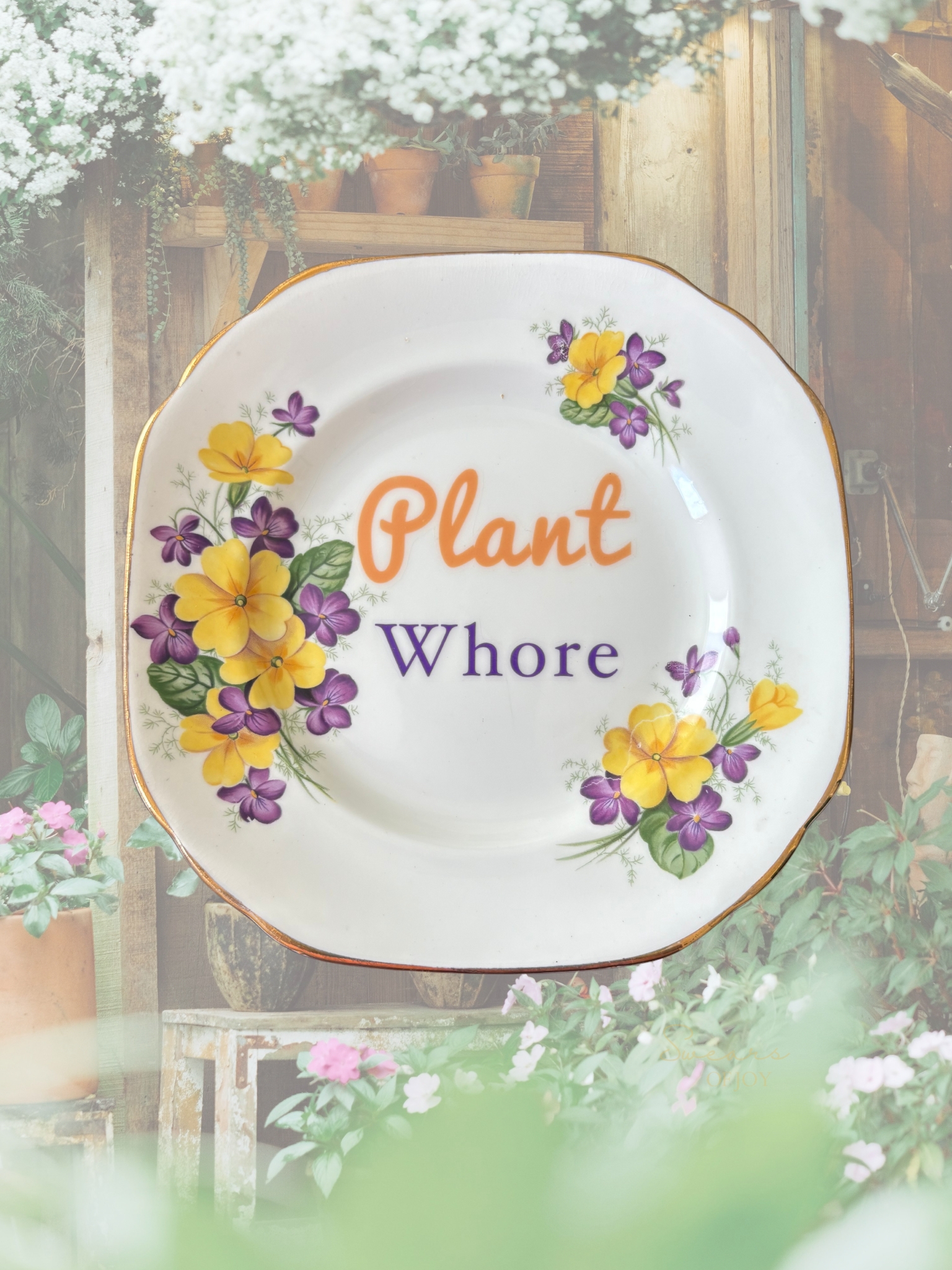 Plant Whore (Violet) - Vintage China Plate