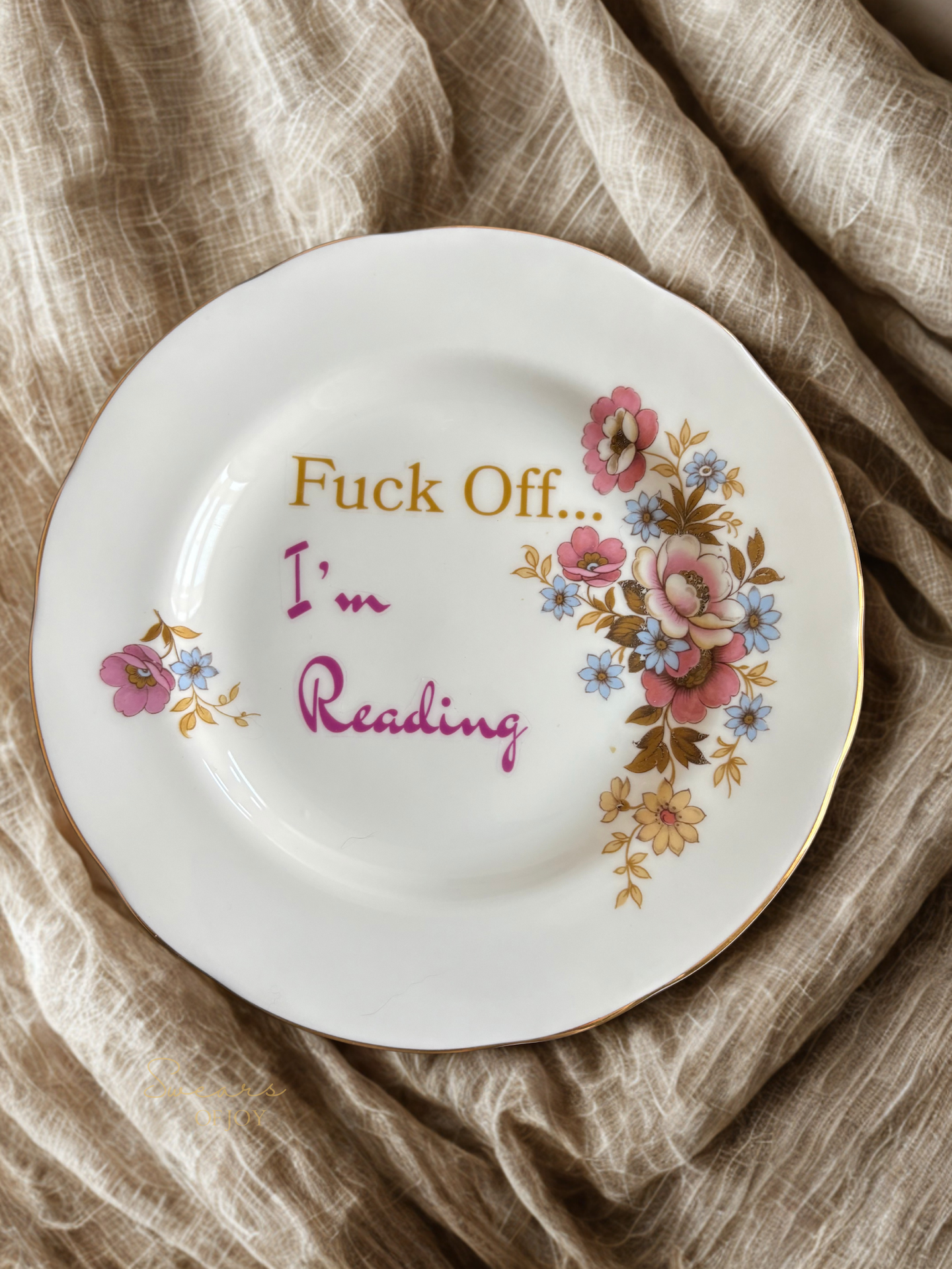 Fuck off...I'm Reading - Vintage China Plate