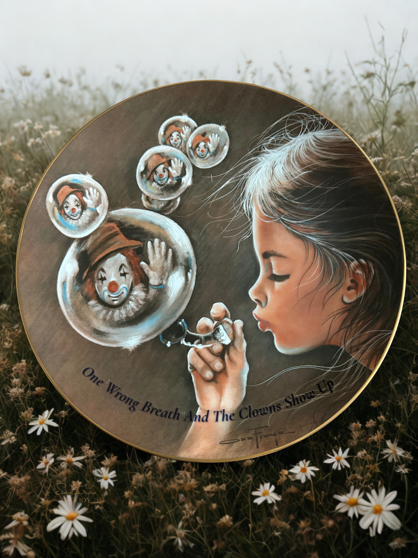 One Wrong Breath - Vintage Picture Plate