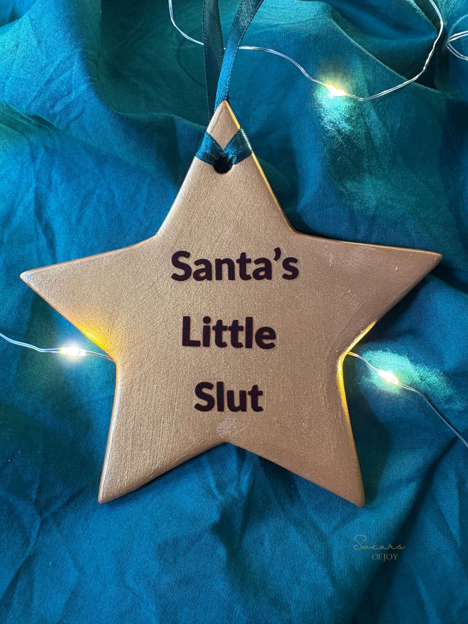 Santa's Little Slut - Gold Star Bauble