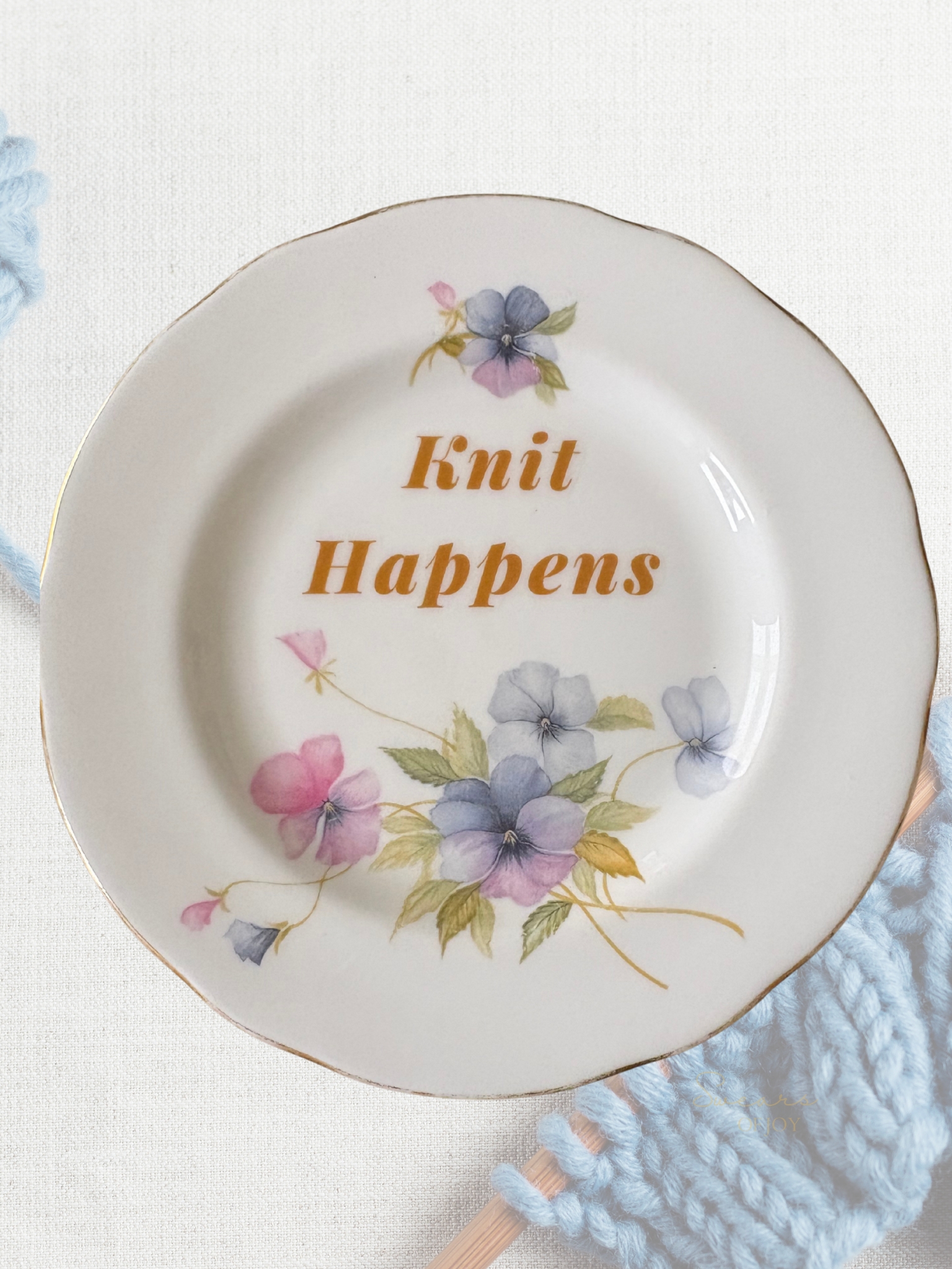 Knit Happens - Vintage China Plate