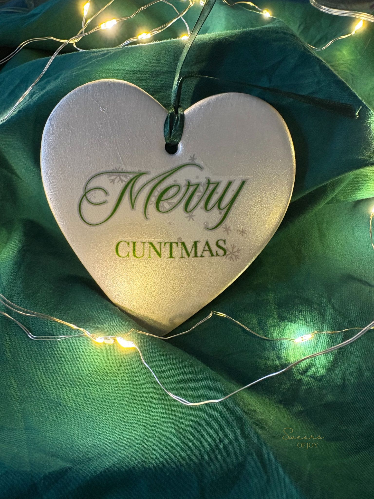 Merry Cuntmas - Pearl White Heart Bauble