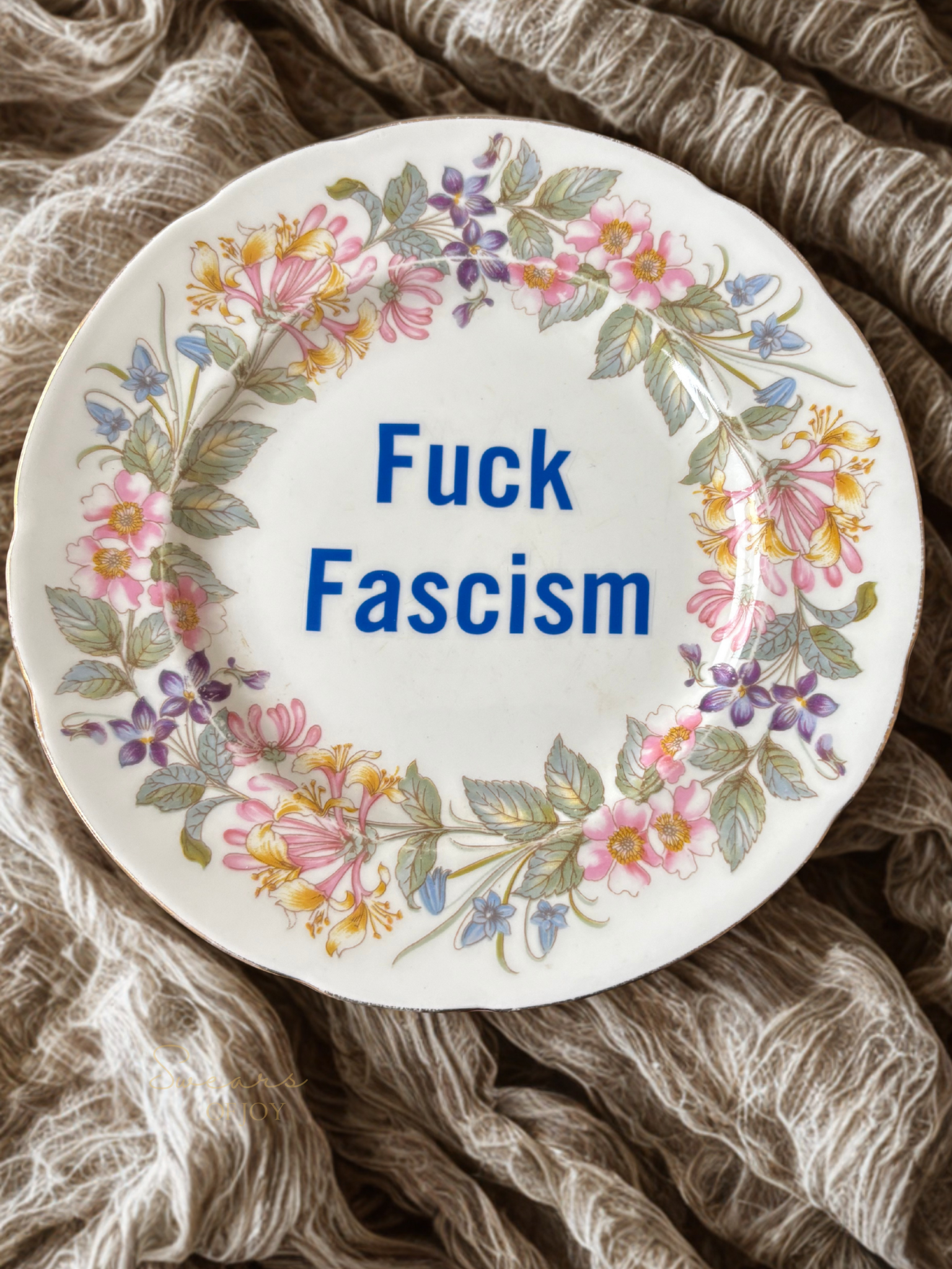 Fuck Fascism - Vintage China Plate