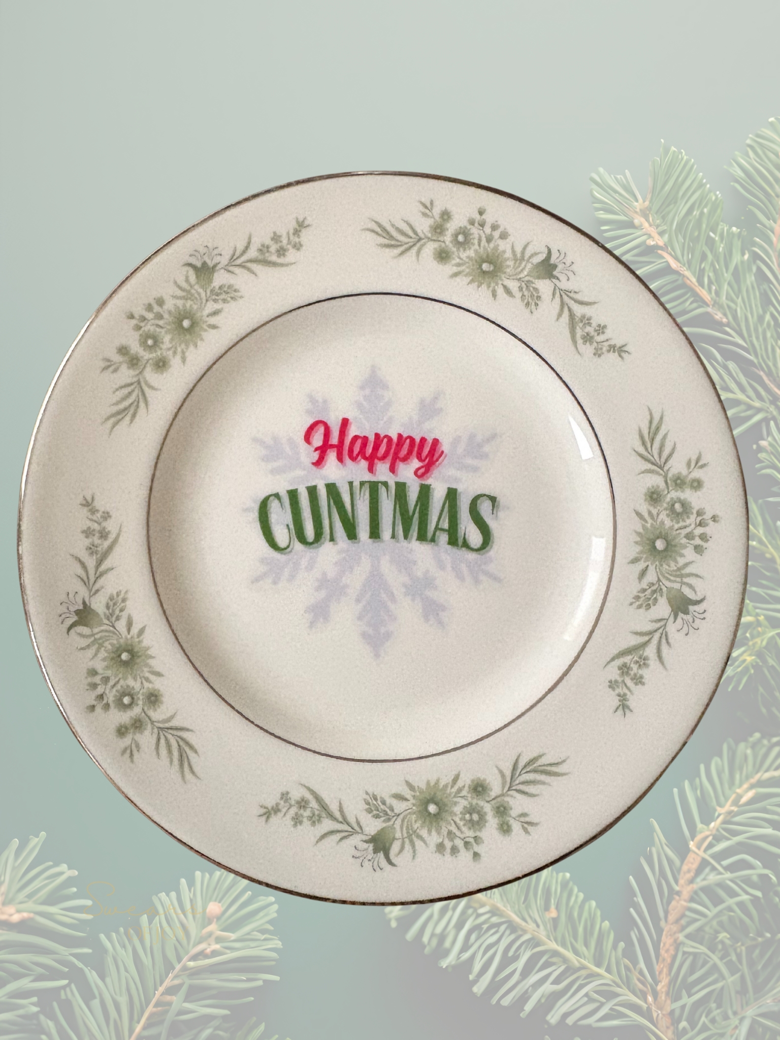 Happy Cuntmas - Vintage China Plate
