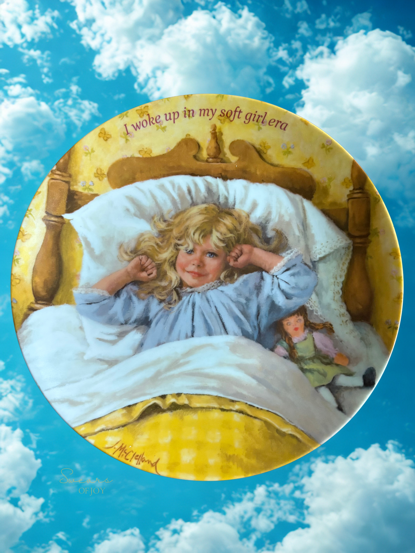 I woke up - Vintage Picture Plate