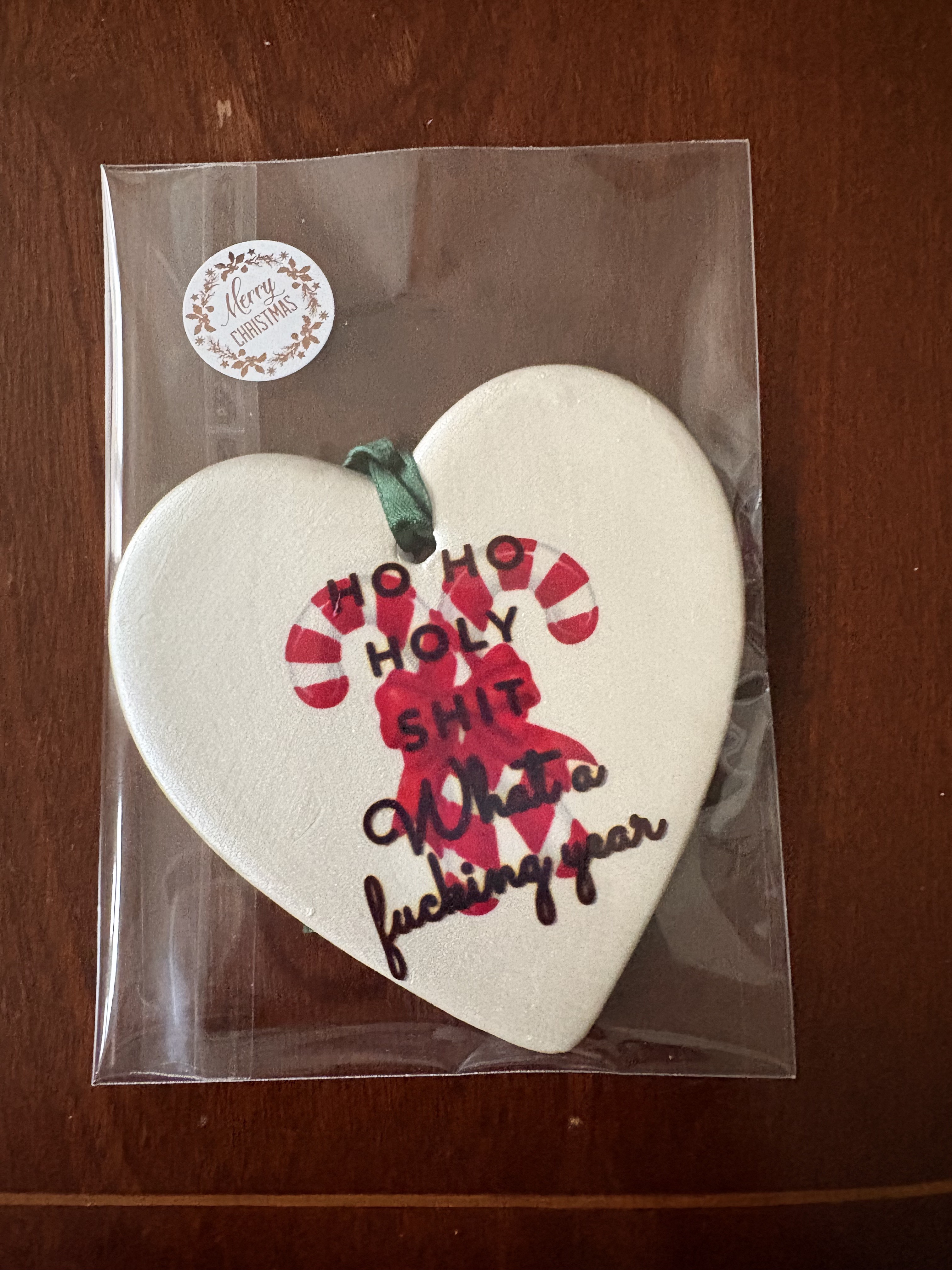 Ho Ho Holy - Pearl White Heart Bauble