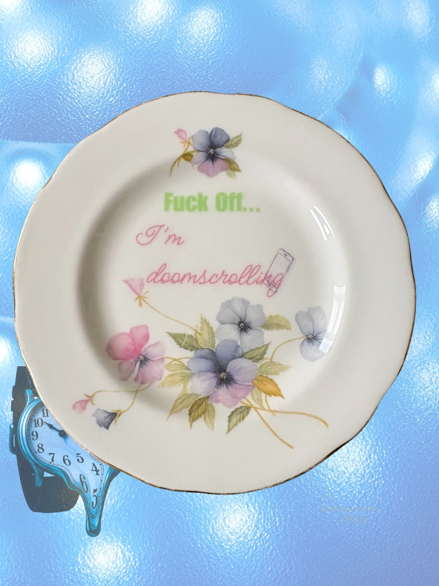 Fuck Off...I'm doomscrolling - Vintage China Plate