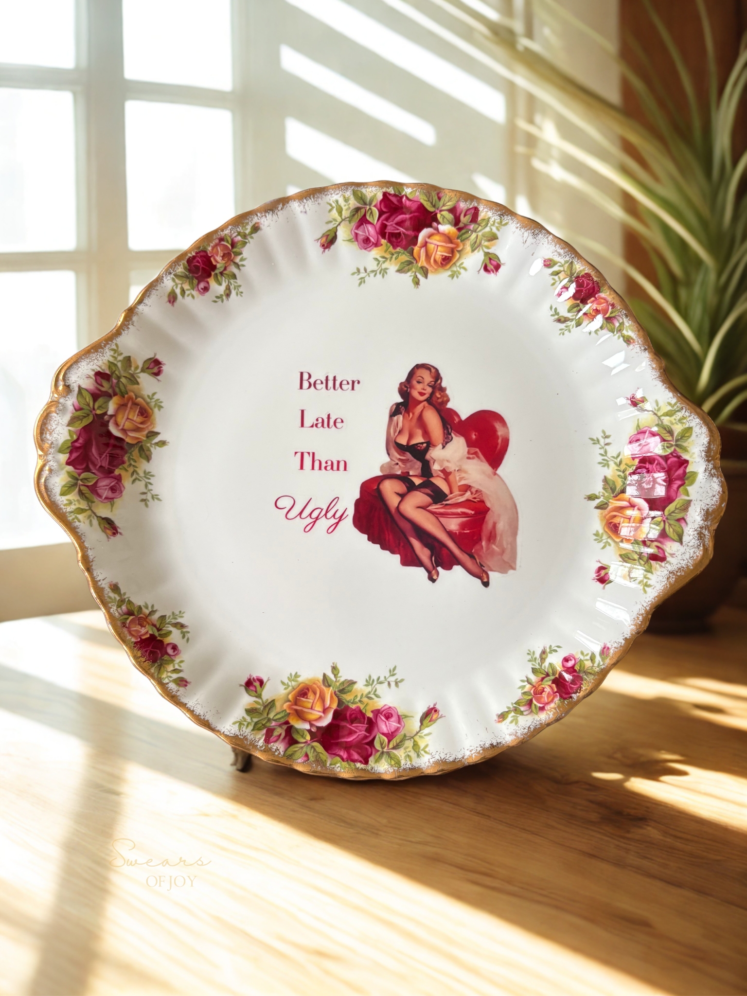 Better Late Than Ugly - Vintage Picture Plate