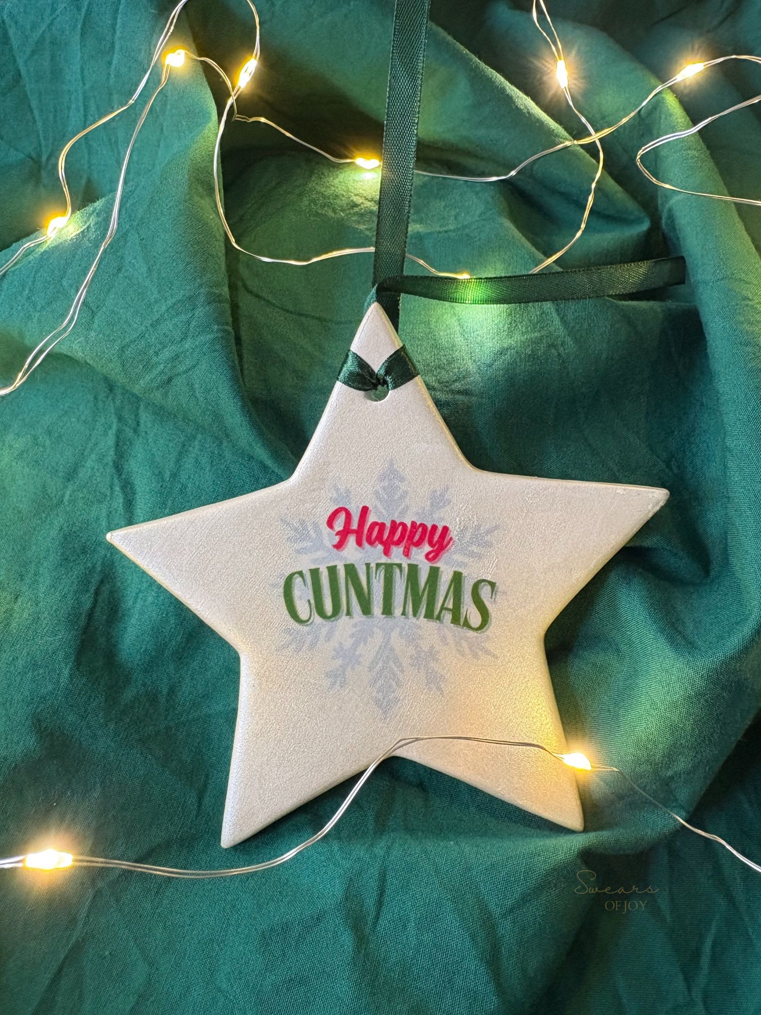 Happy Cuntmas - Pearl White Star Bauble