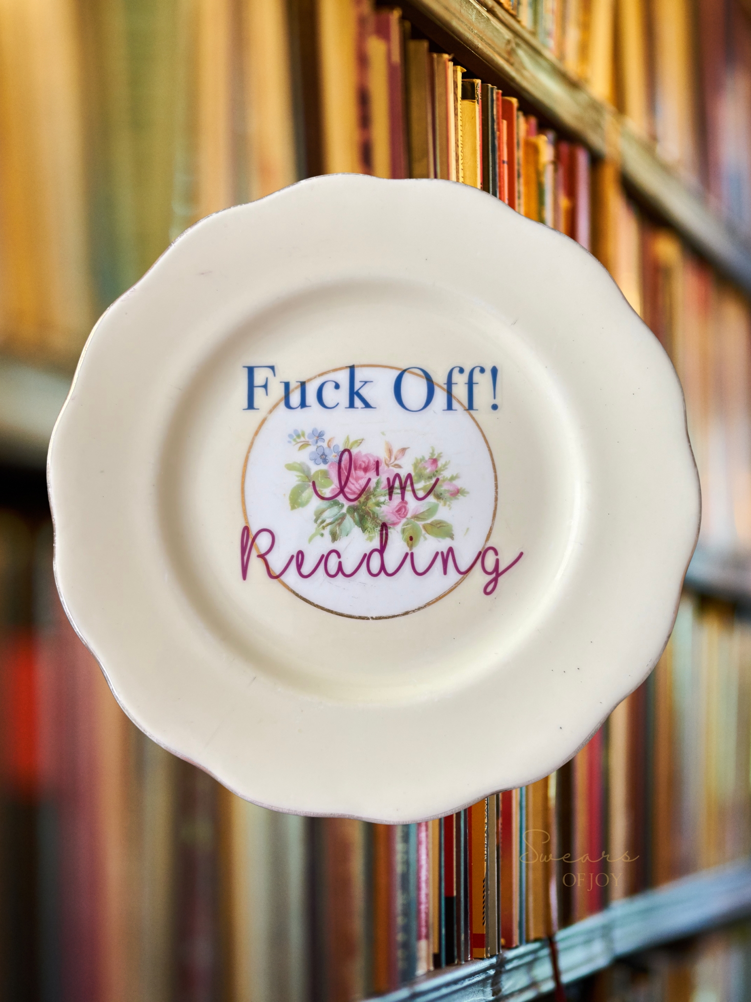 Fuck Off! I'm Reading - Vintage China Plate