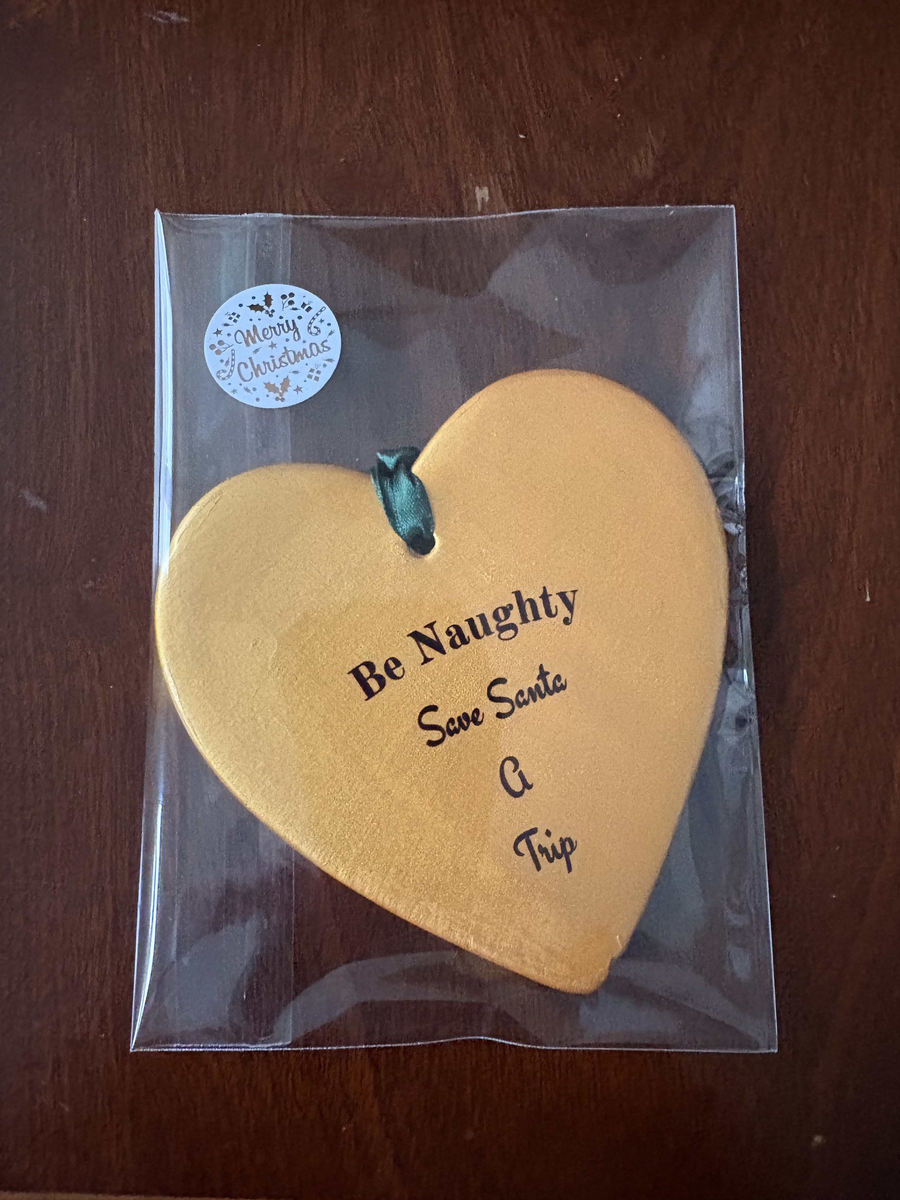 Be Naughty - Gold Heart Bauble