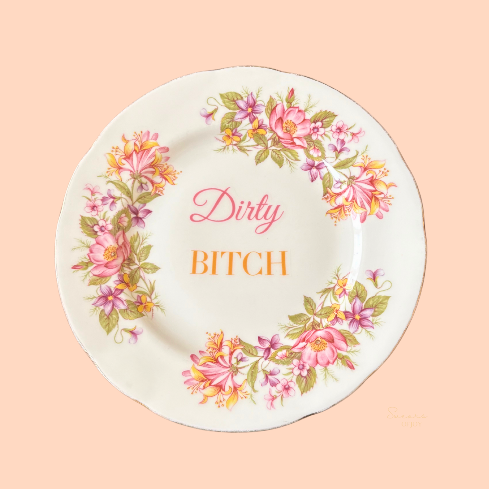 Dirty Bitch - Vintage China Plate