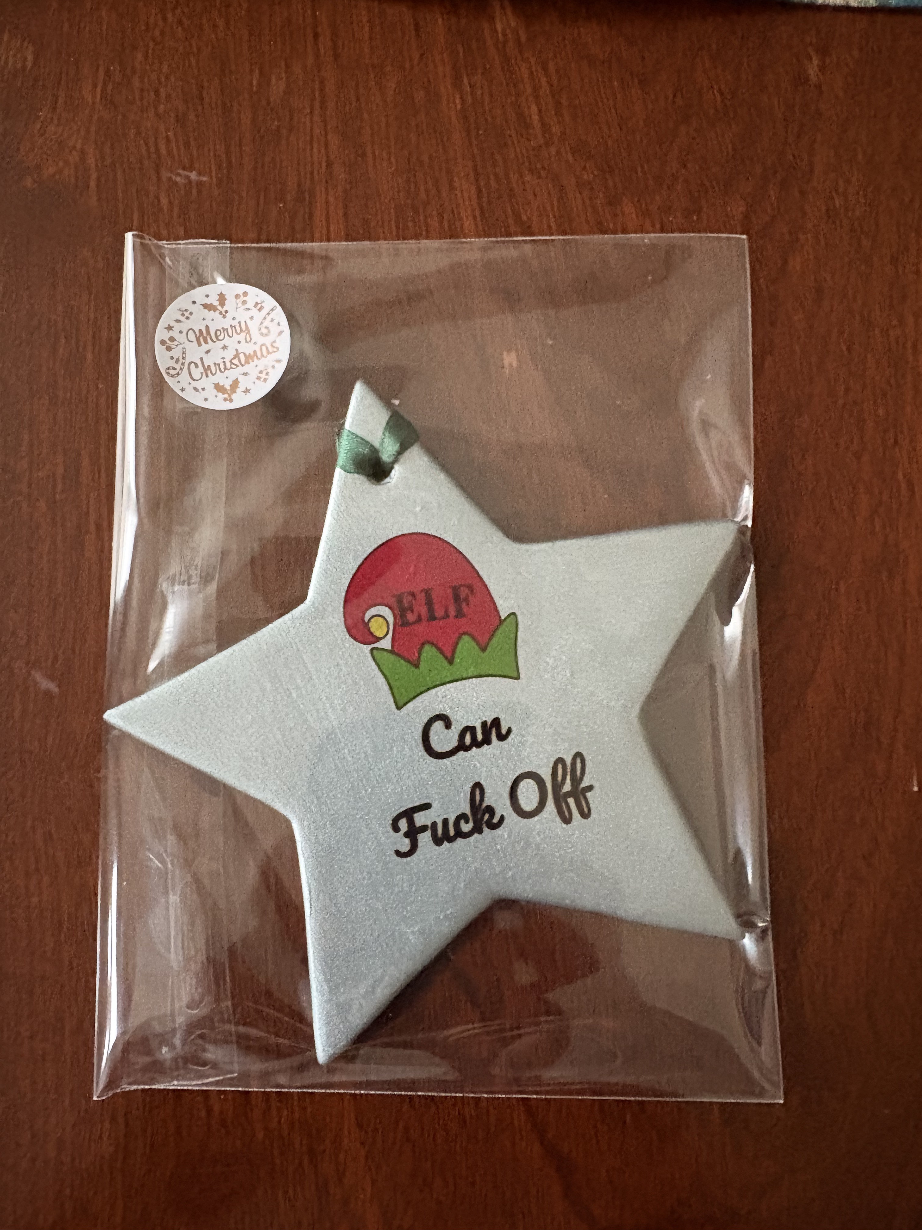 ELF Can Fuck Off - Silver Star Bauble