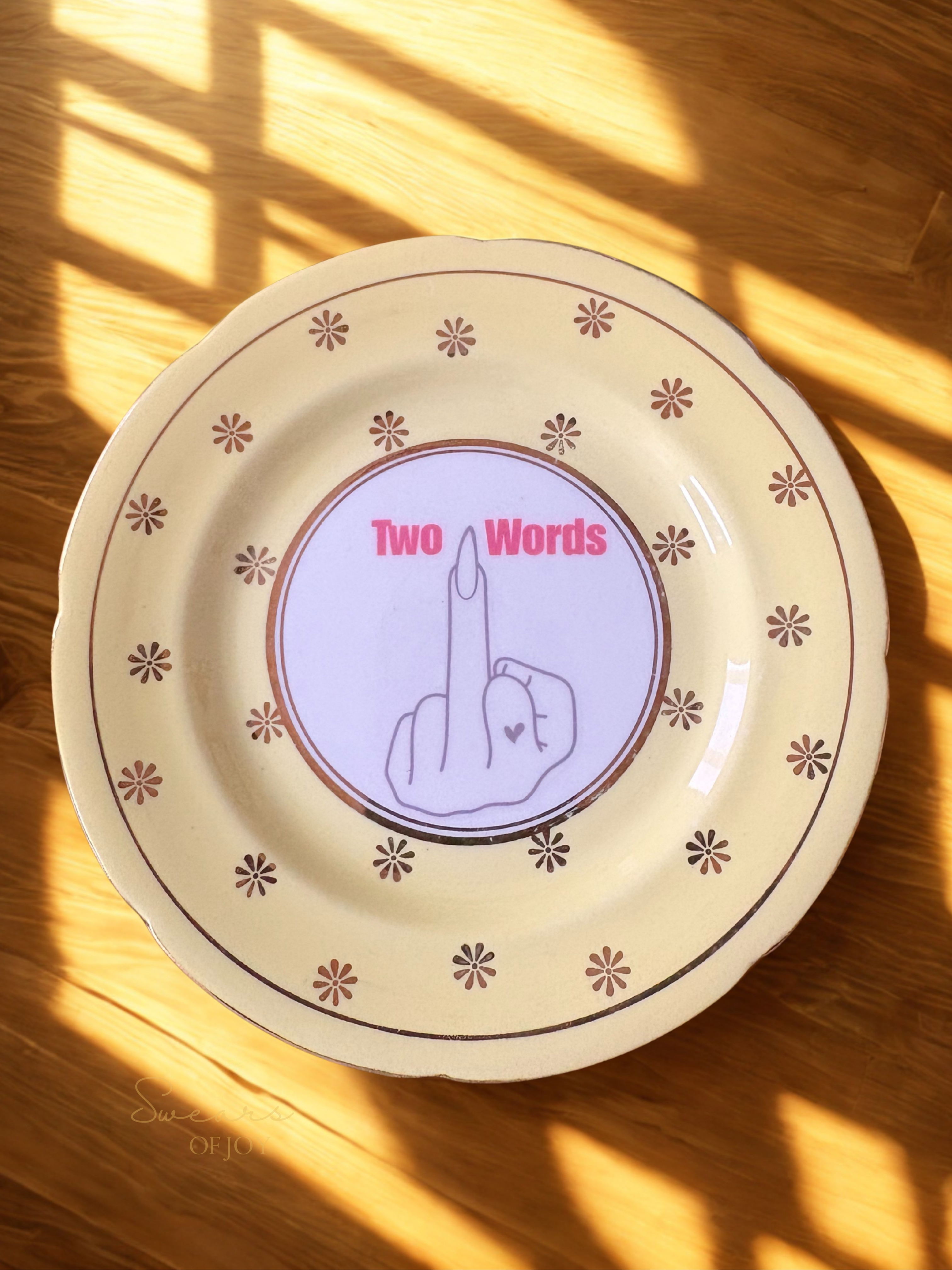 Two Words - Vintage China Plate