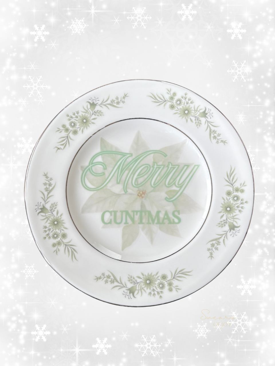 Merry Cuntmas - Vintage China Plate