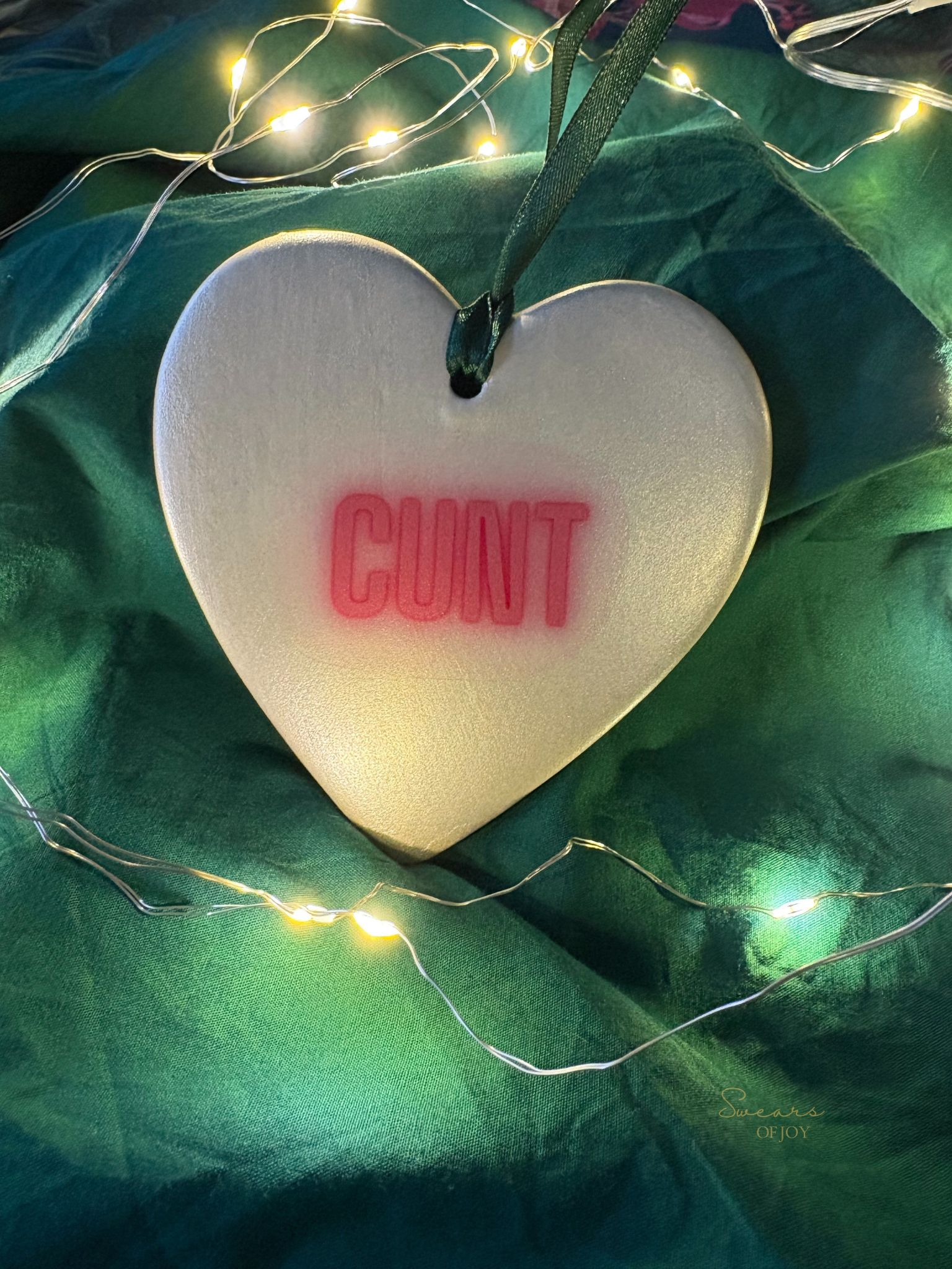 Cunt - Pearl White Heart Bauble