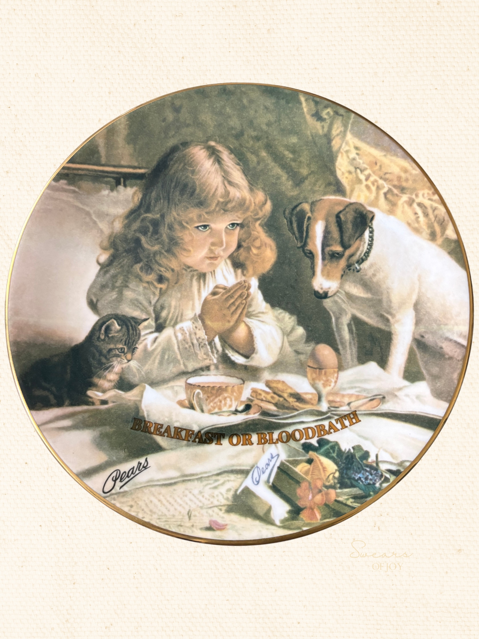Breakfast or Bloodbath - Vintage Picture Plate