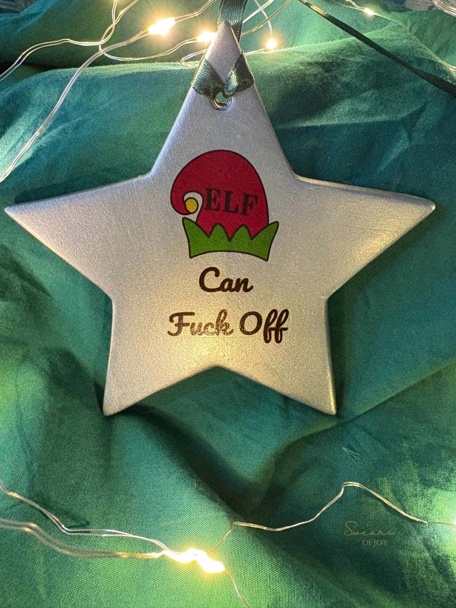 ELF Can Fuck Off - Silver Star Bauble