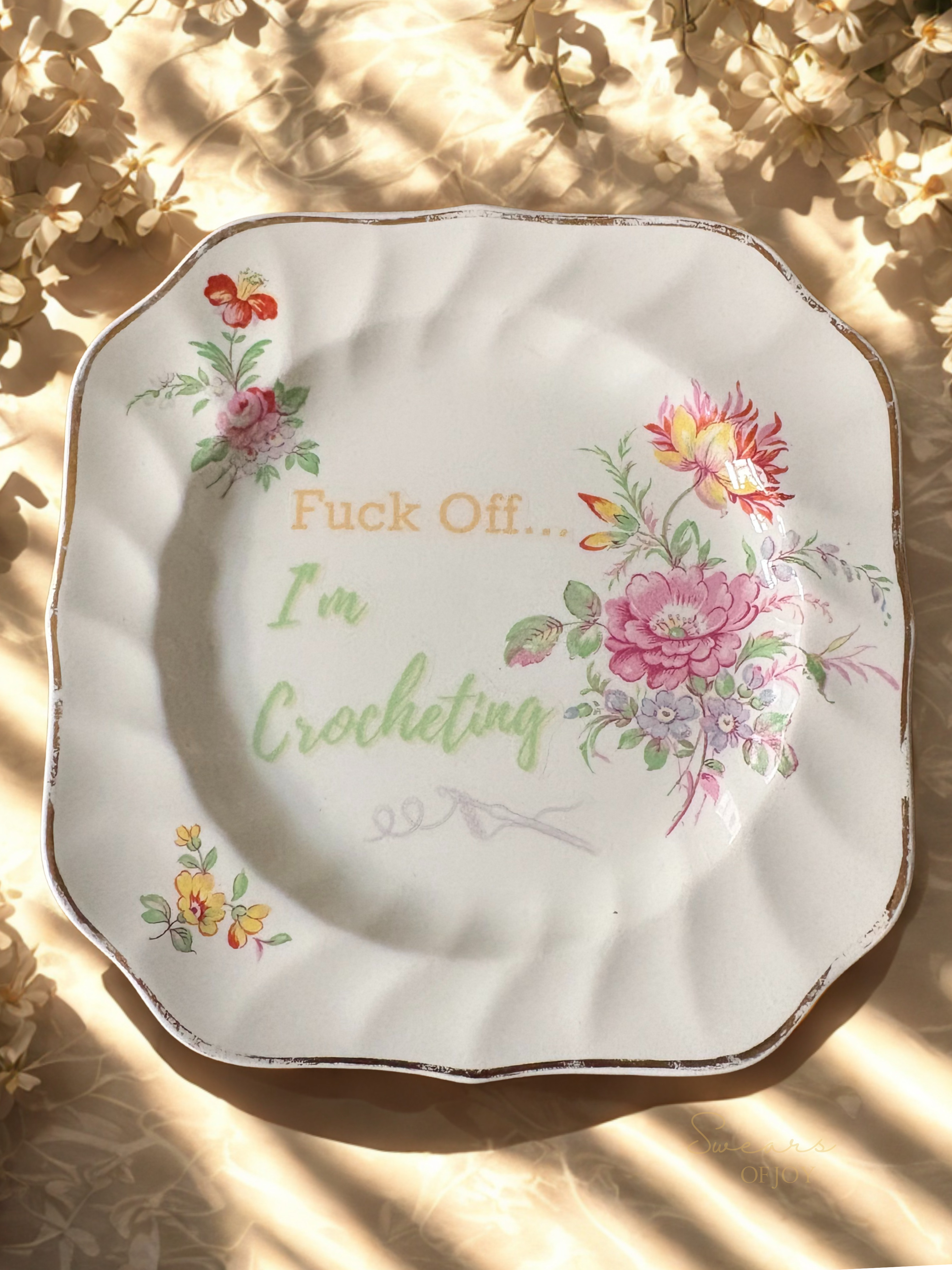 Fuck Off...I'm Crocheting - Vintage China Plate
