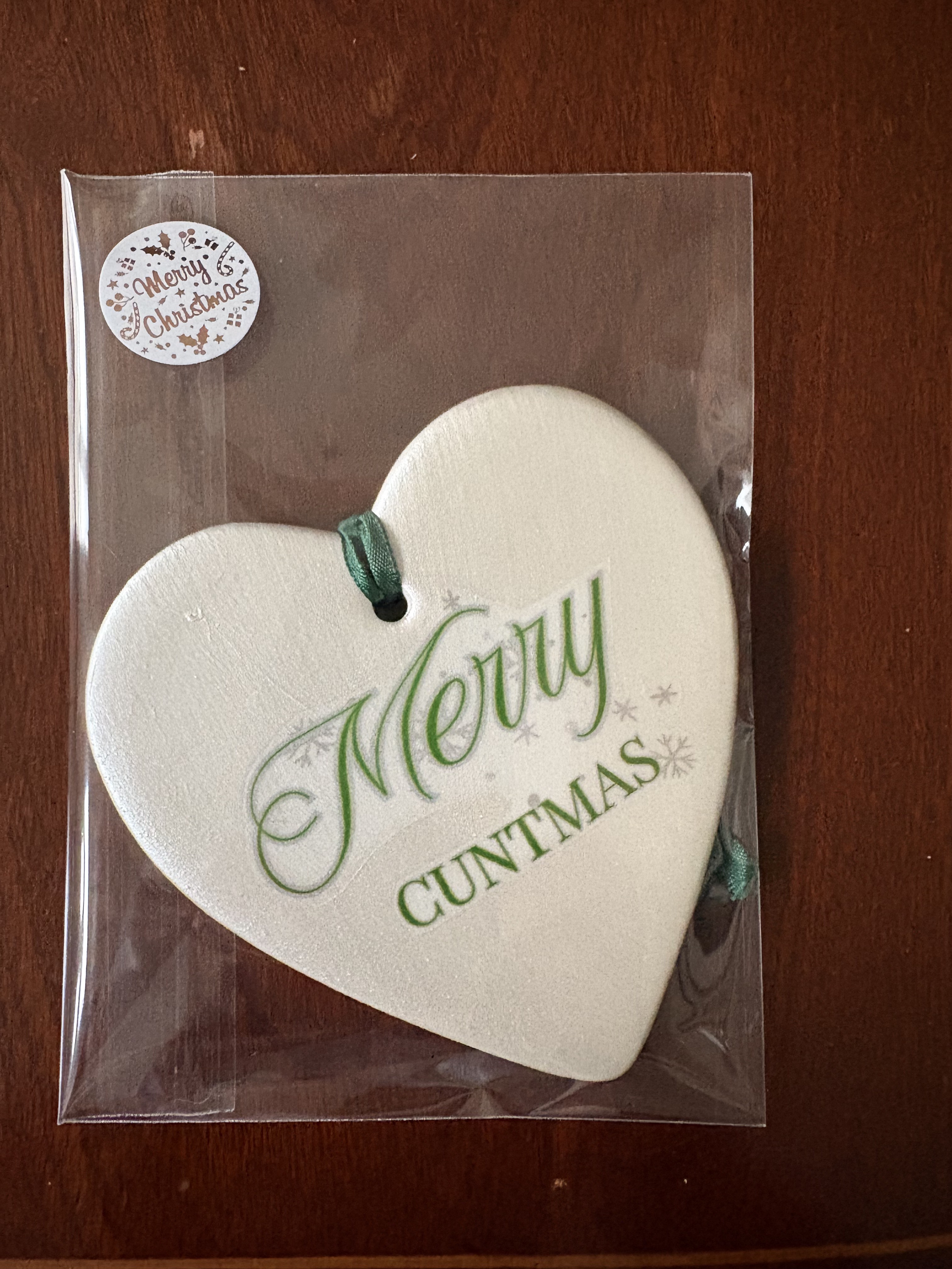 Merry Cuntmas - Pearl White Heart Bauble