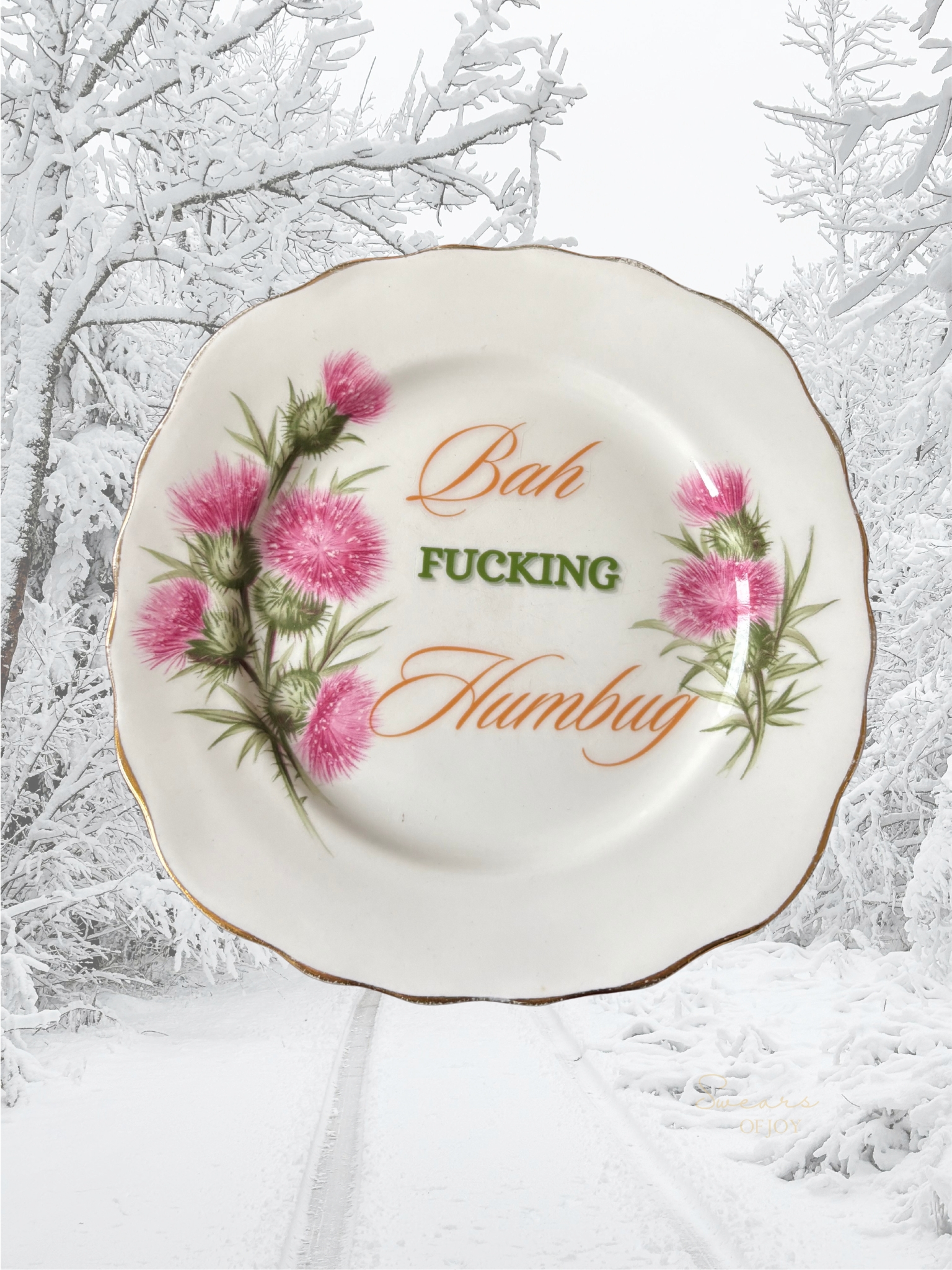 Bah Fucking Humbug - Vintage China Plate