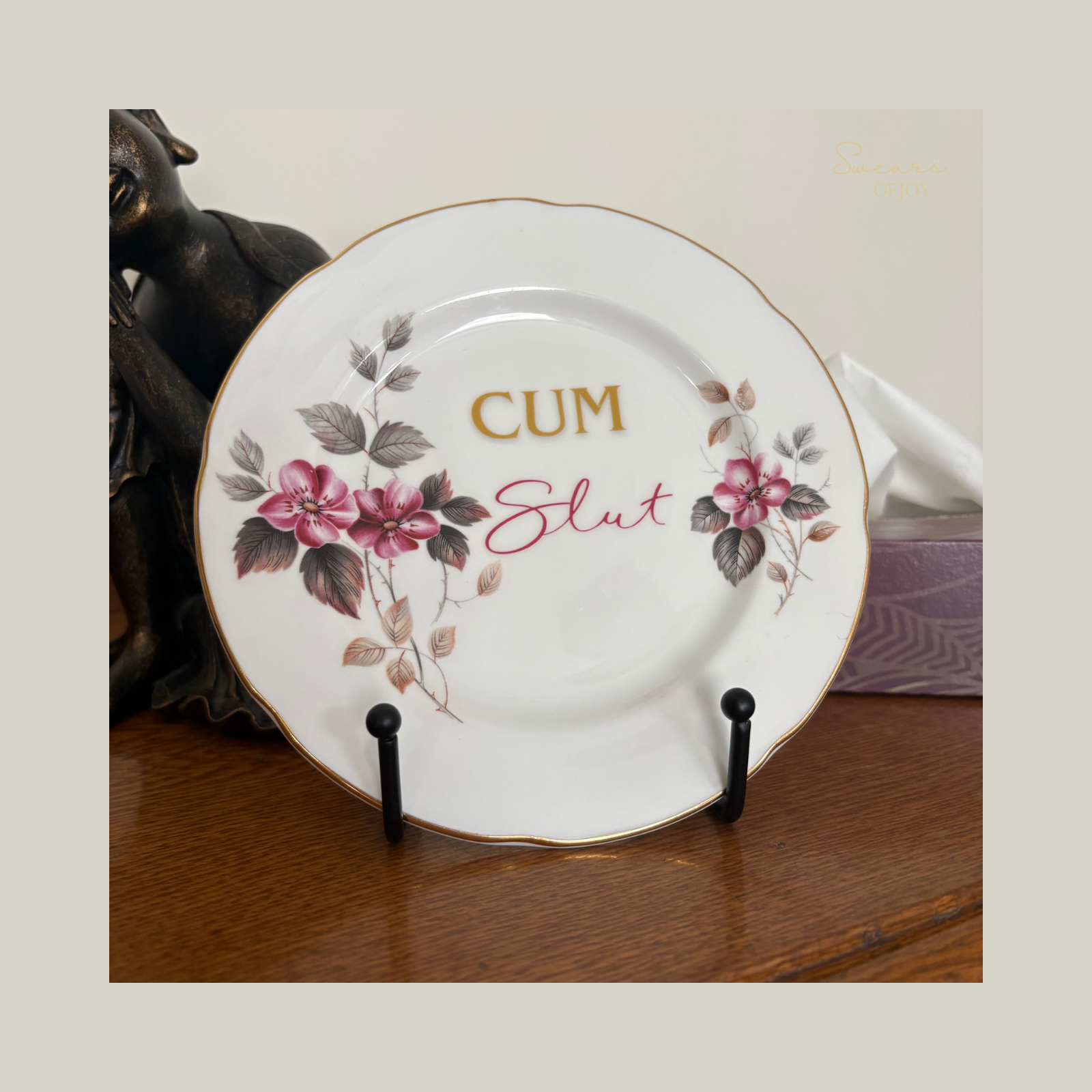Cum Slut - Vintage Floral China Plate