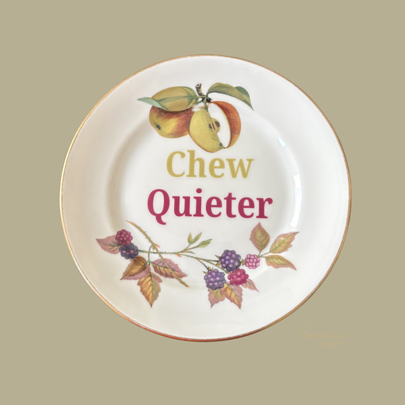 Chew Quieter - Vintage China Plate