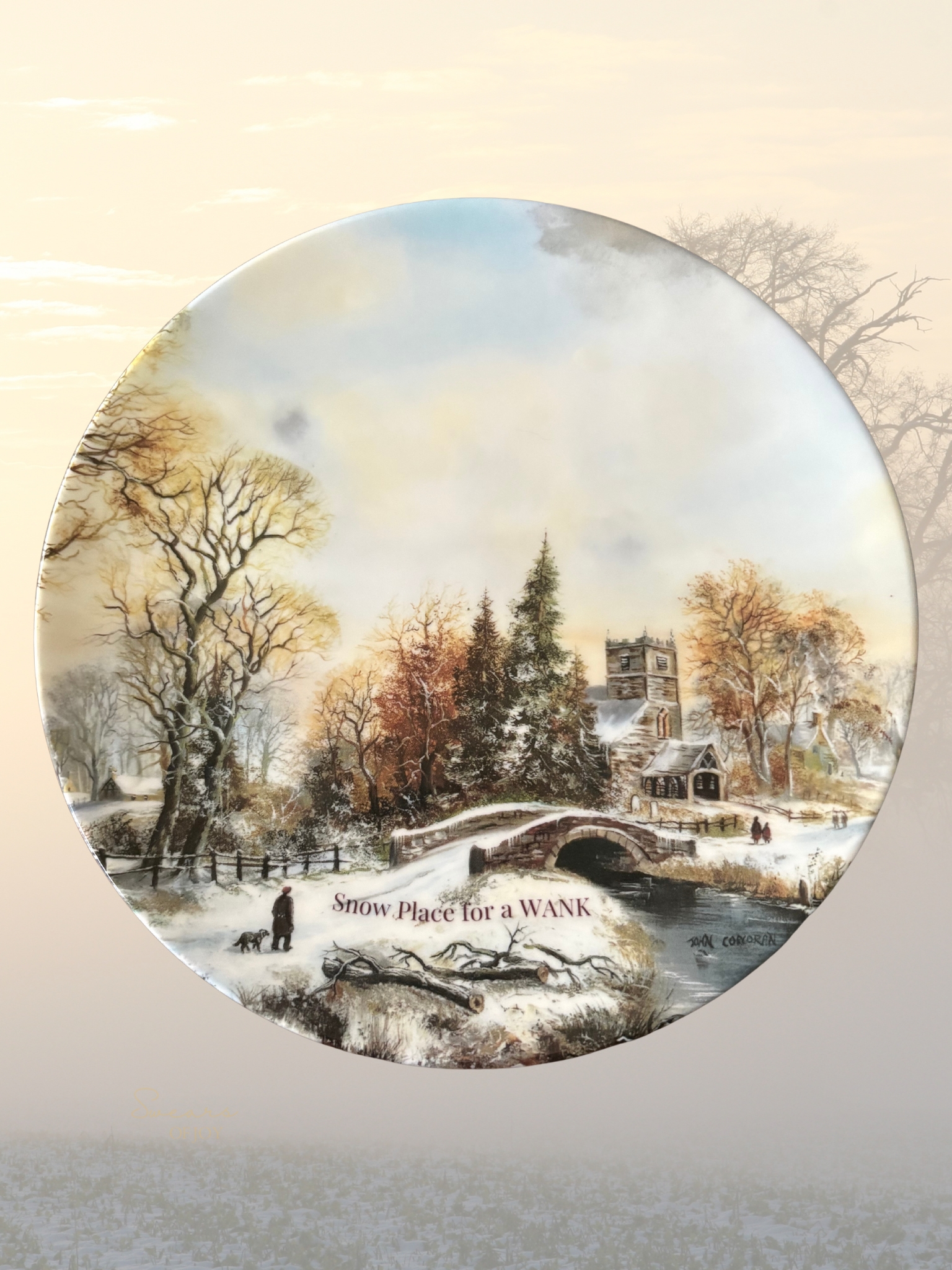 Snow Place for a WANK - Vintage Picture Plate