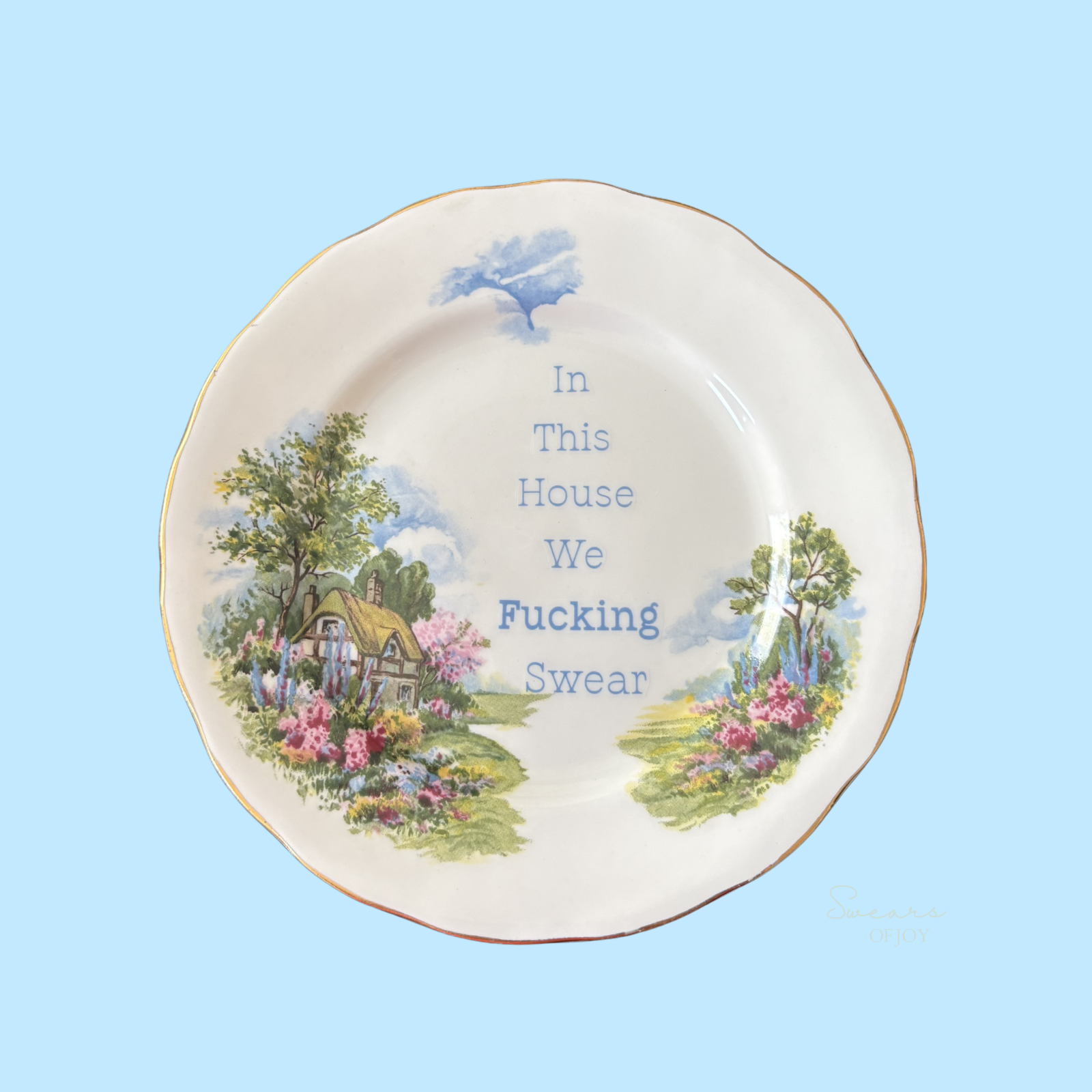 In This House We Fucking Swear – Vintage China Plate