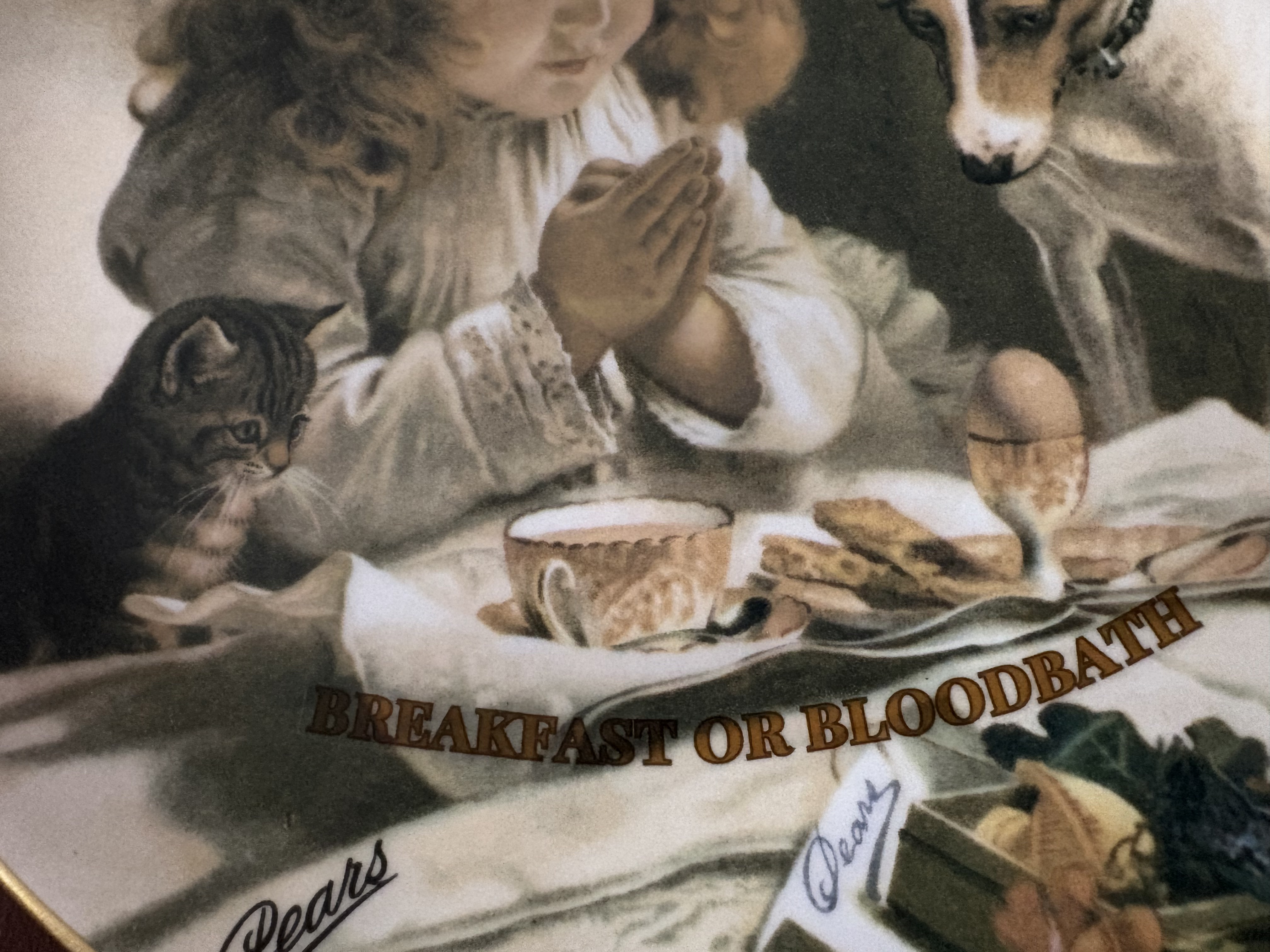 Breakfast or Bloodbath - Vintage Picture Plate