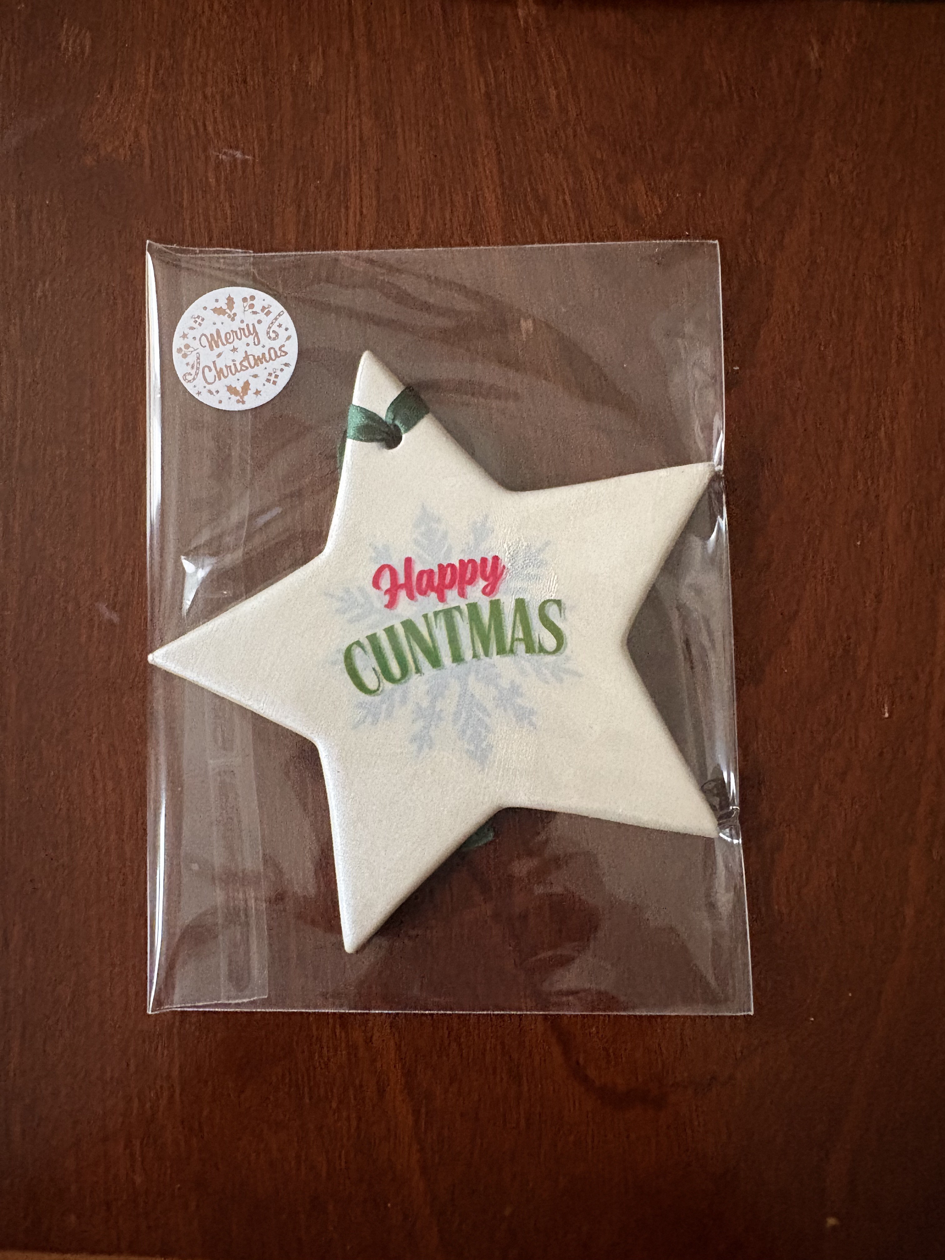 Happy Cuntmas - Pearl White Star Bauble