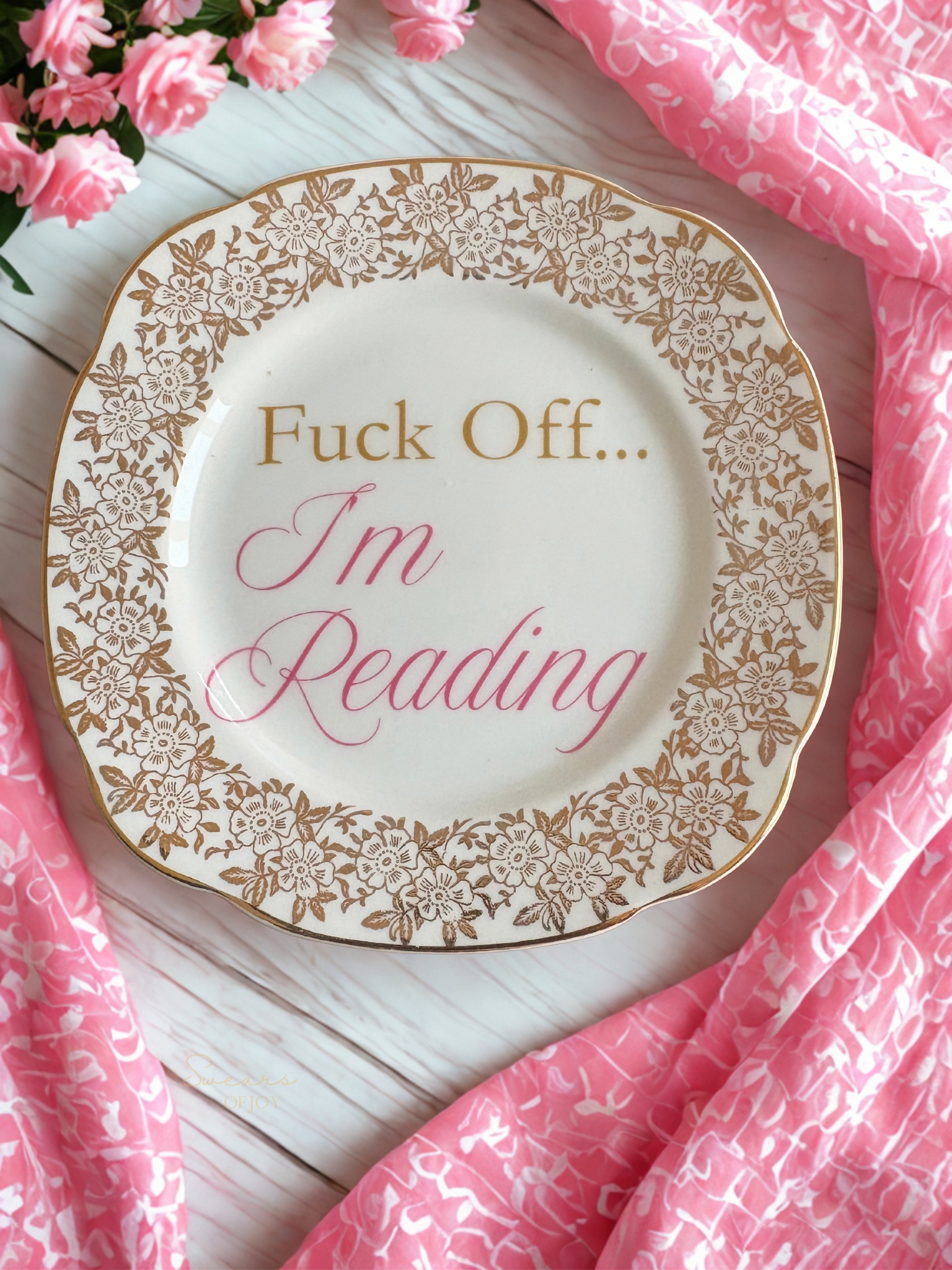 Fuck Off...I'm Reading - Vintage China Plate