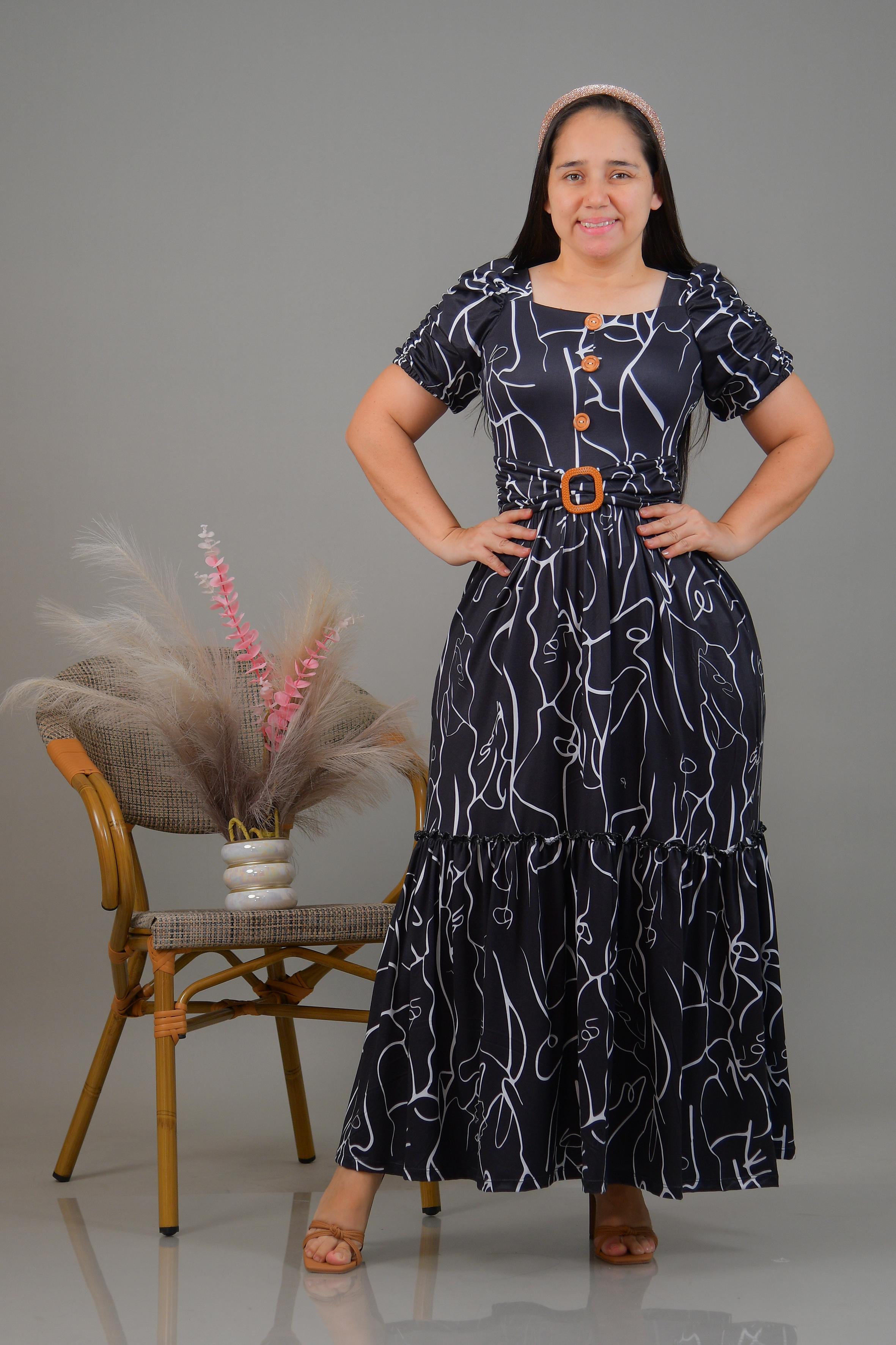 Ref 043 Vestido largo estampado