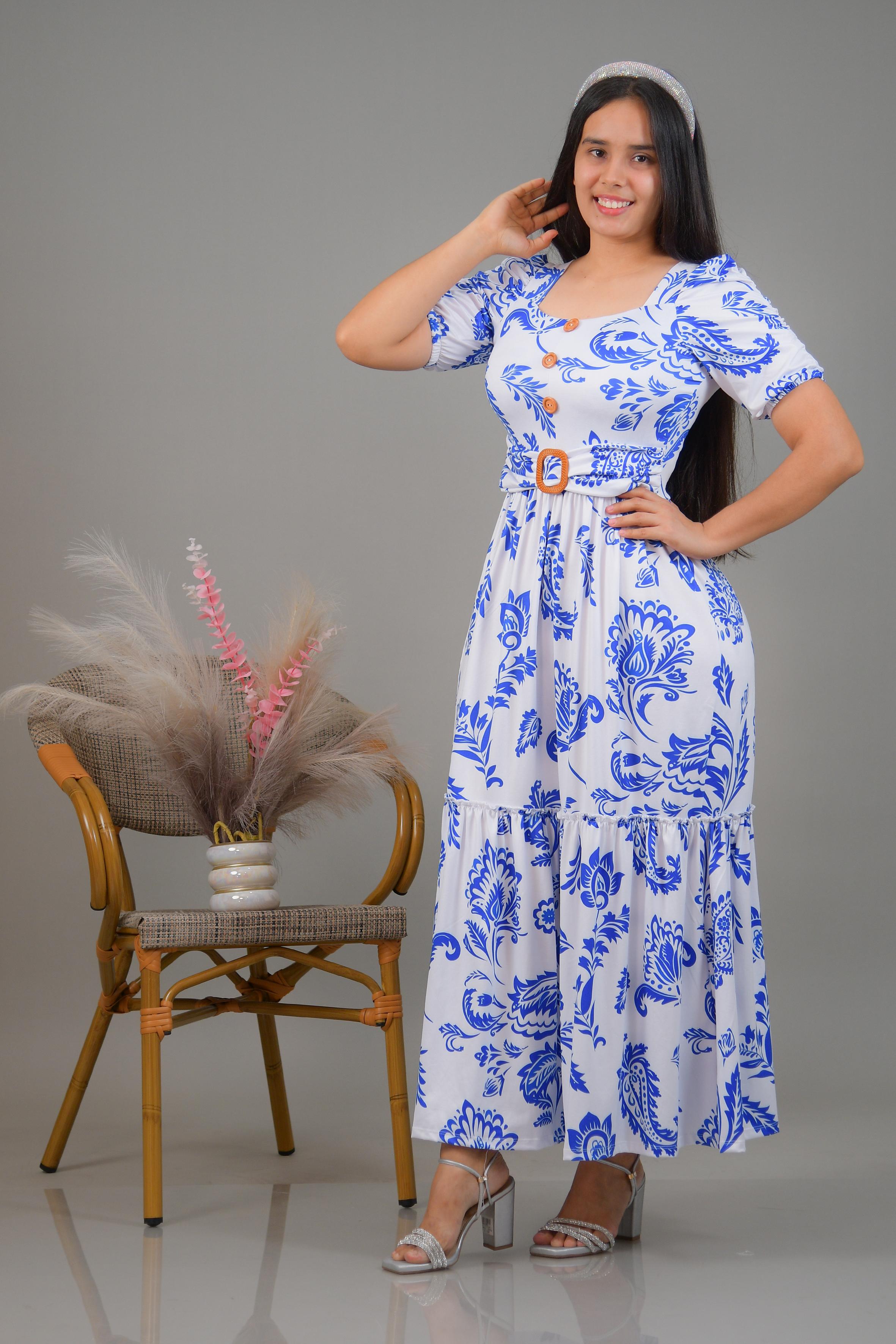 Ref 043 Vestido largo estampado