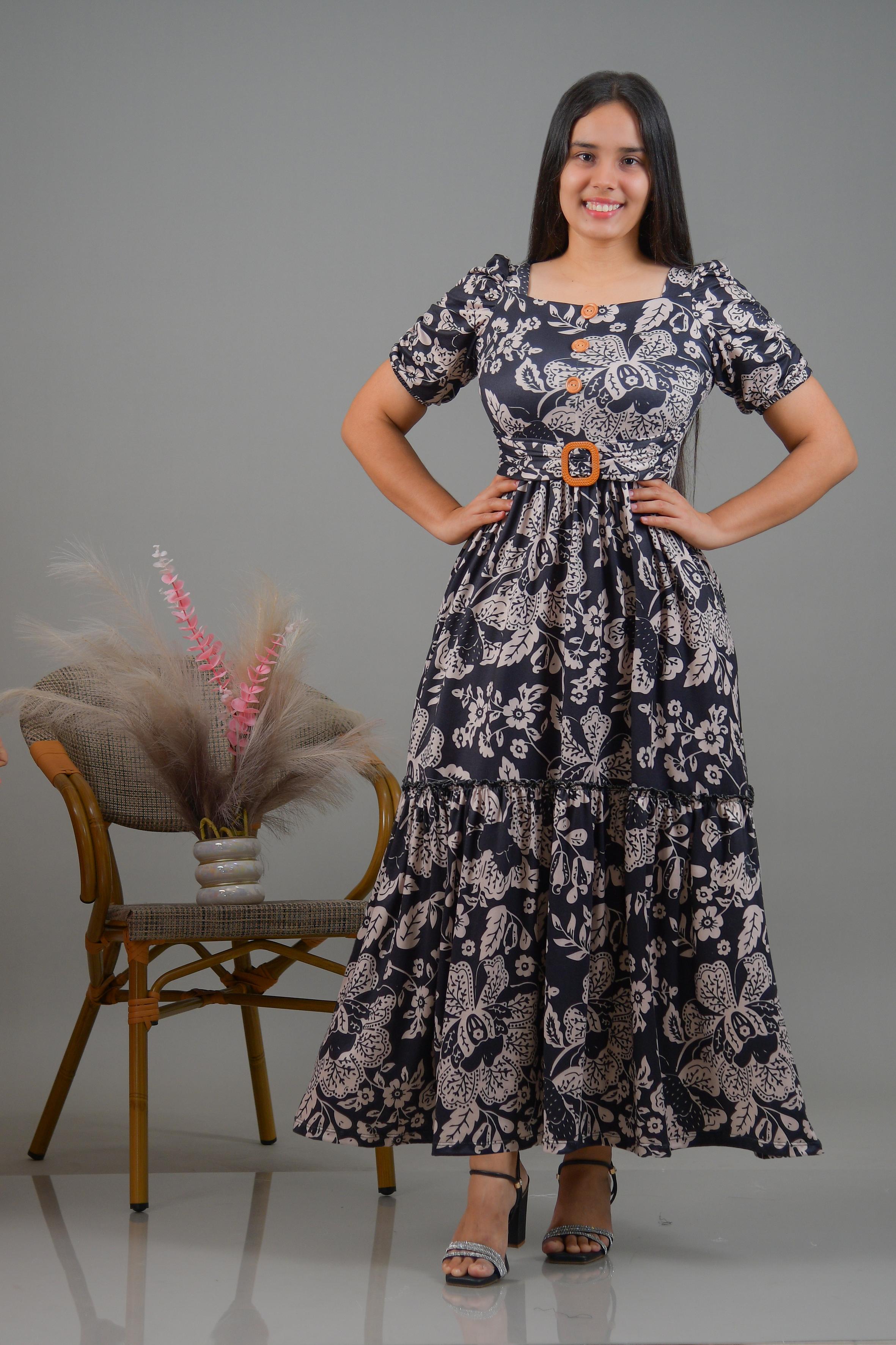 Ref 043 Vestido largo estampado