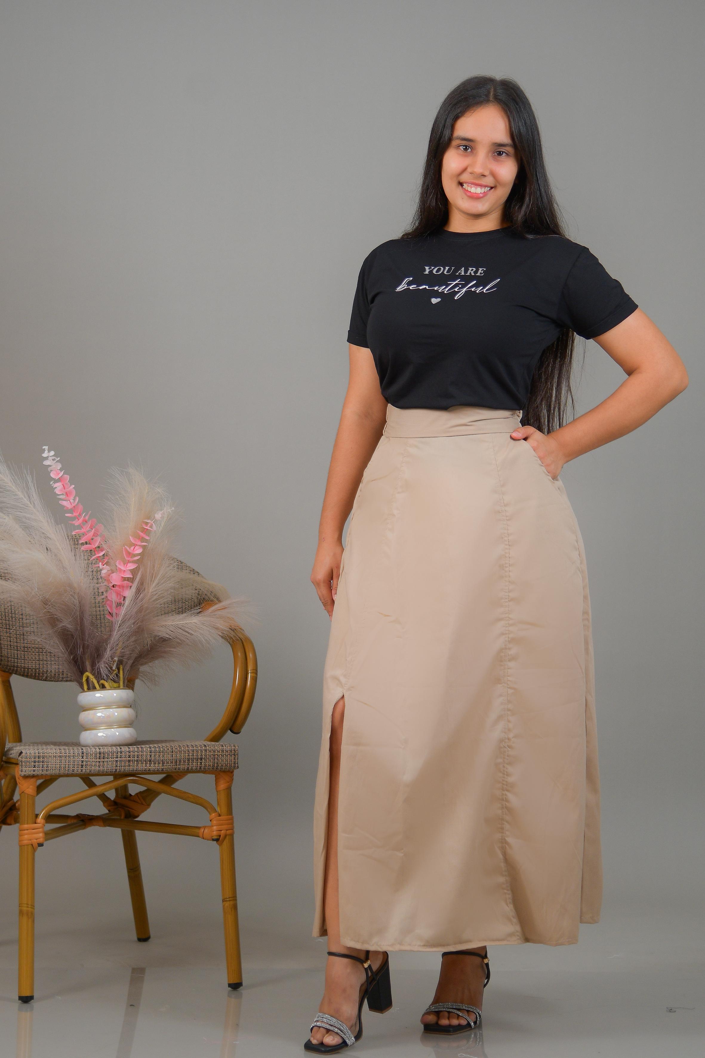 Ref 048 Falda larga elegante unicolor