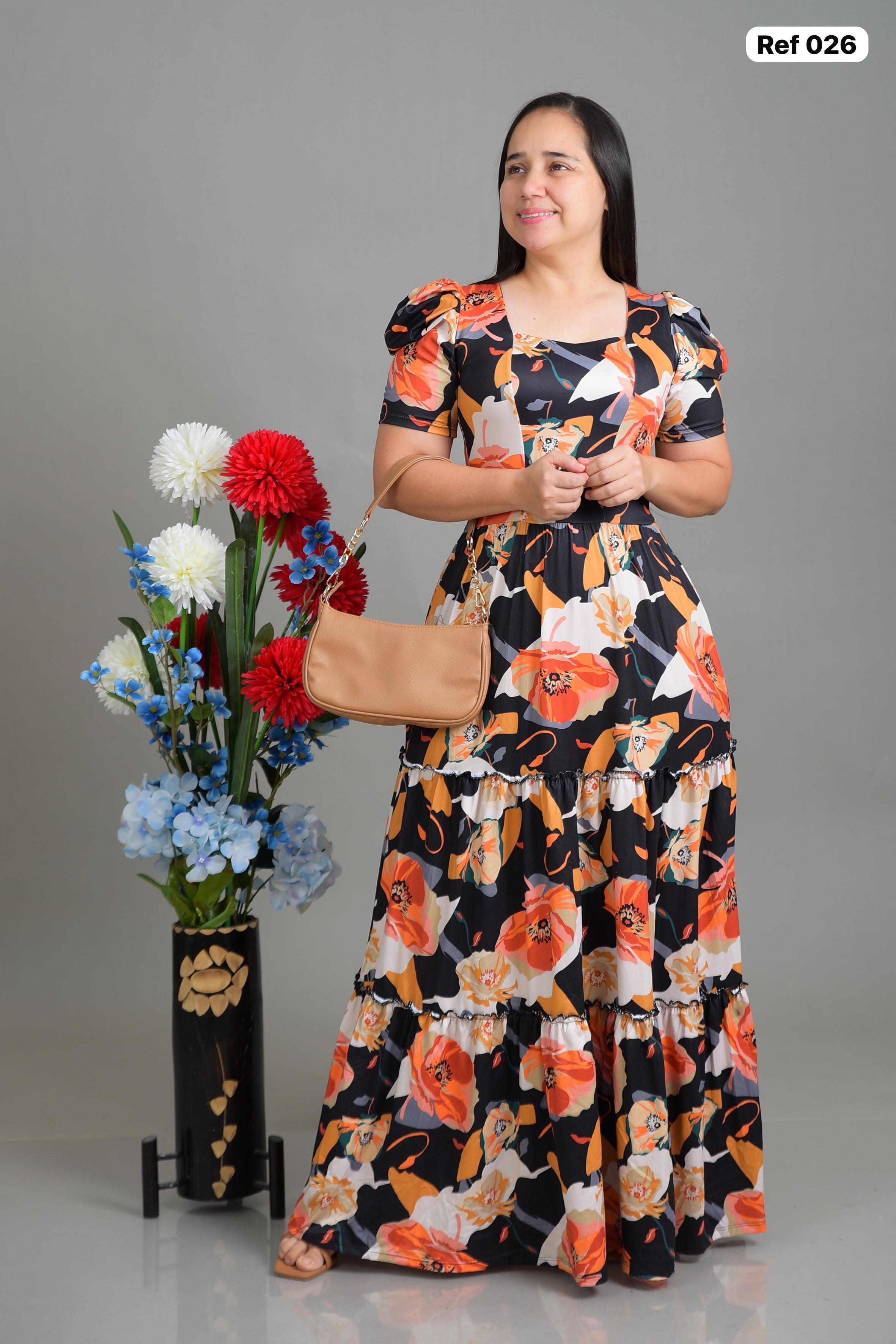 Ref 026 Vestido largo estampado