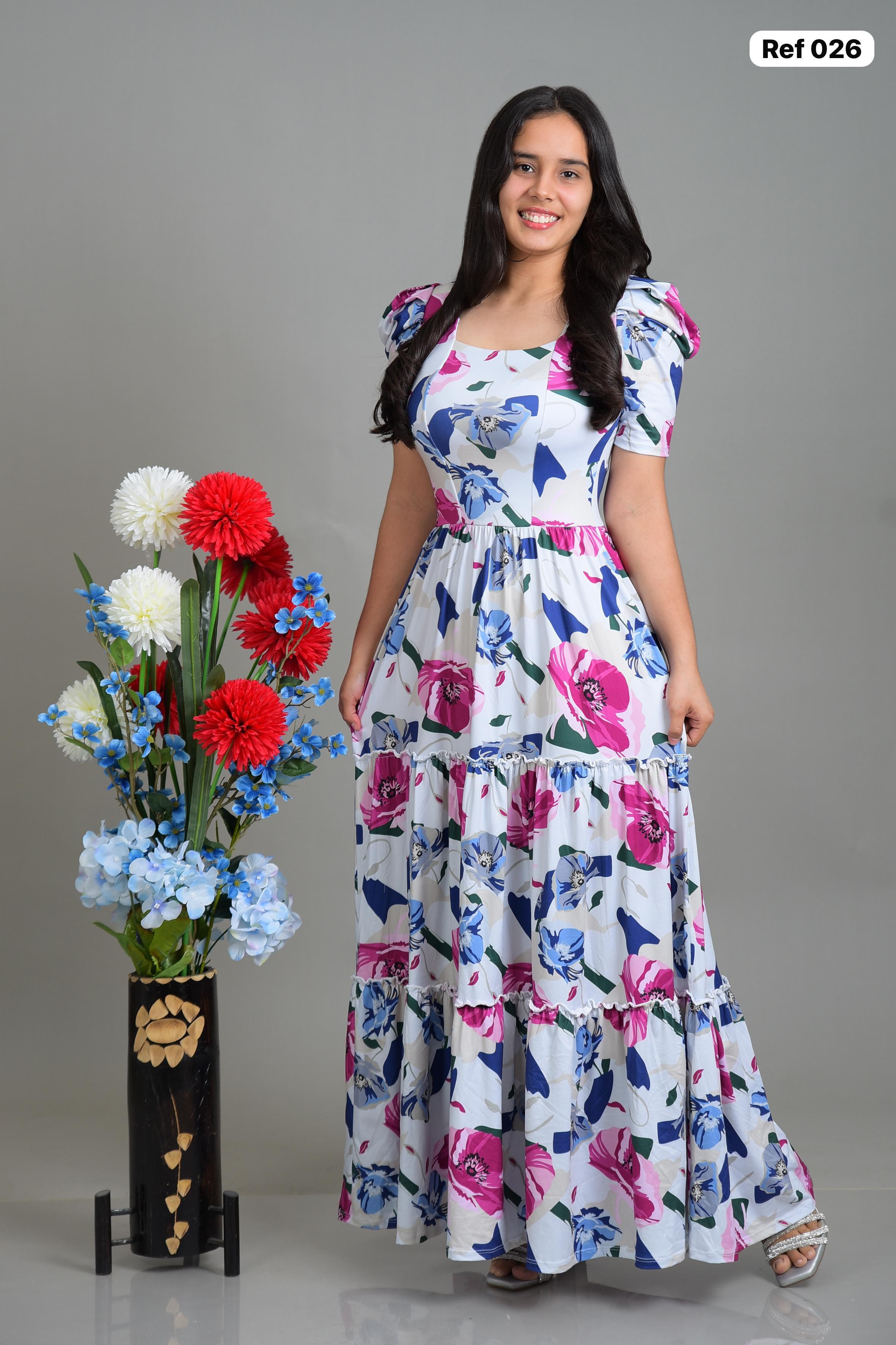 Ref 026 Vestido largo estampado