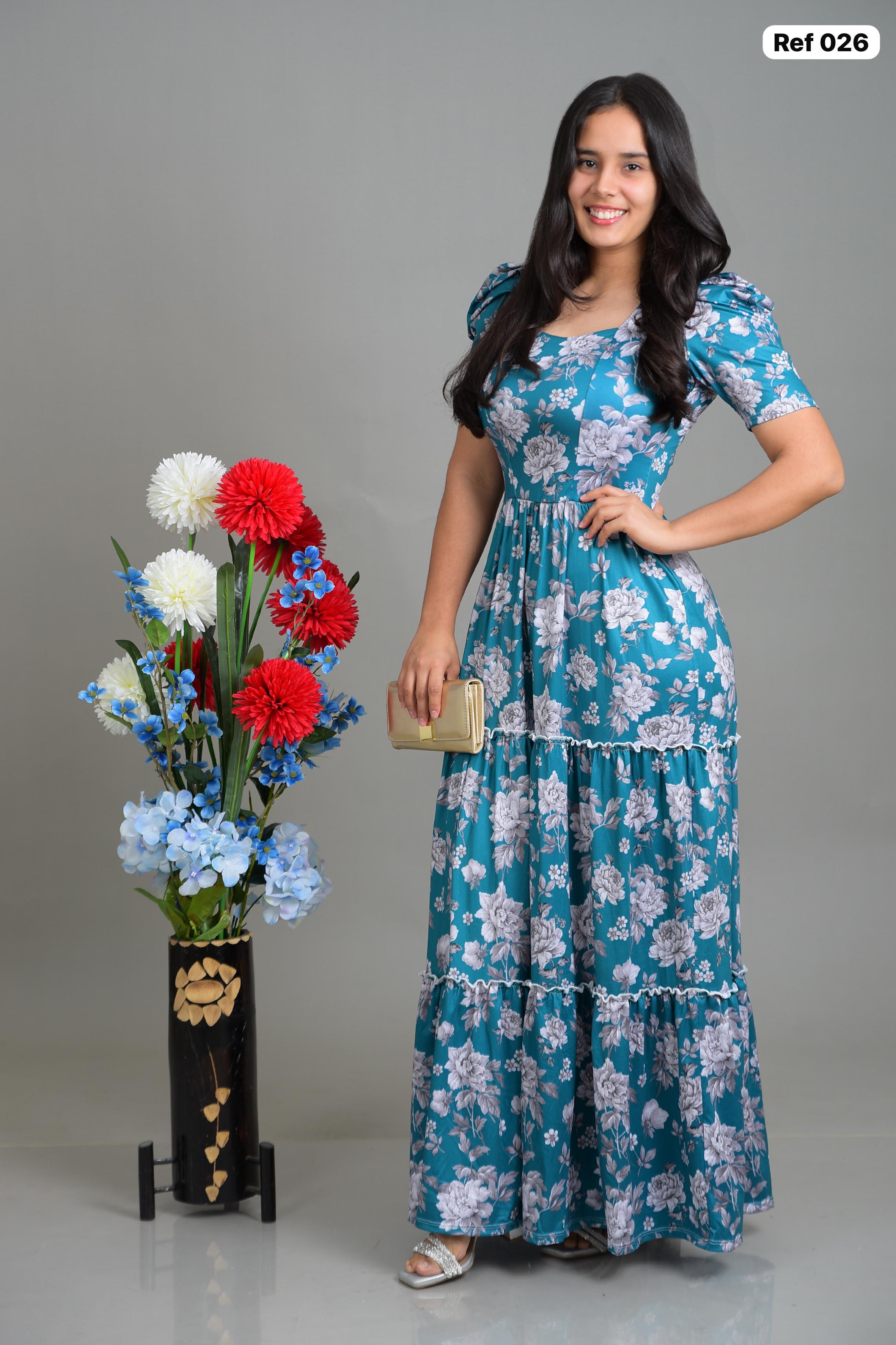 Ref 026 Vestido largo estampado