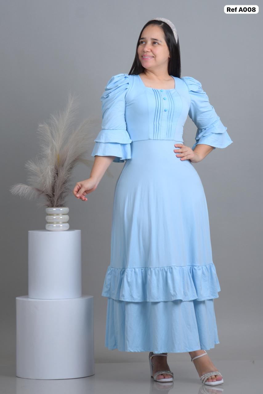 Ref A008 Vestido largo Unicolor