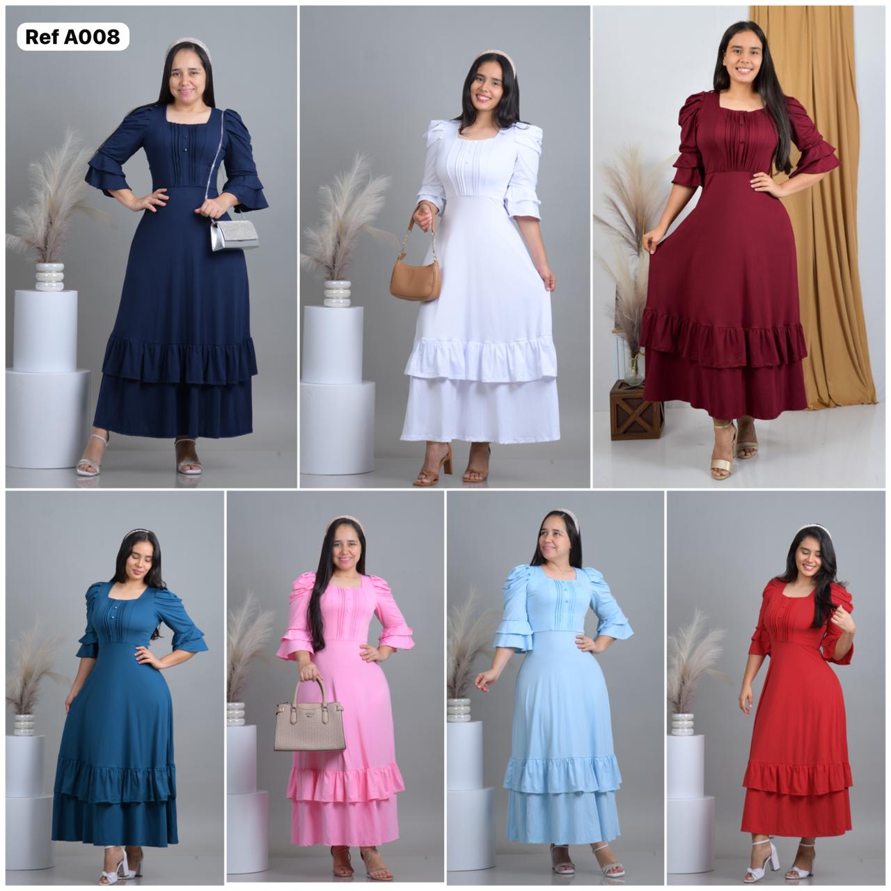 Ref A008 Vestido largo Unicolor