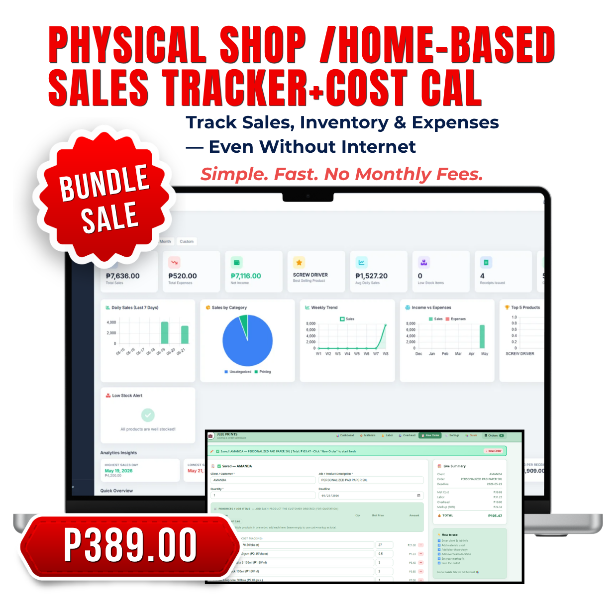 1 Device Sales Tracker All-in one + Cost calculator 