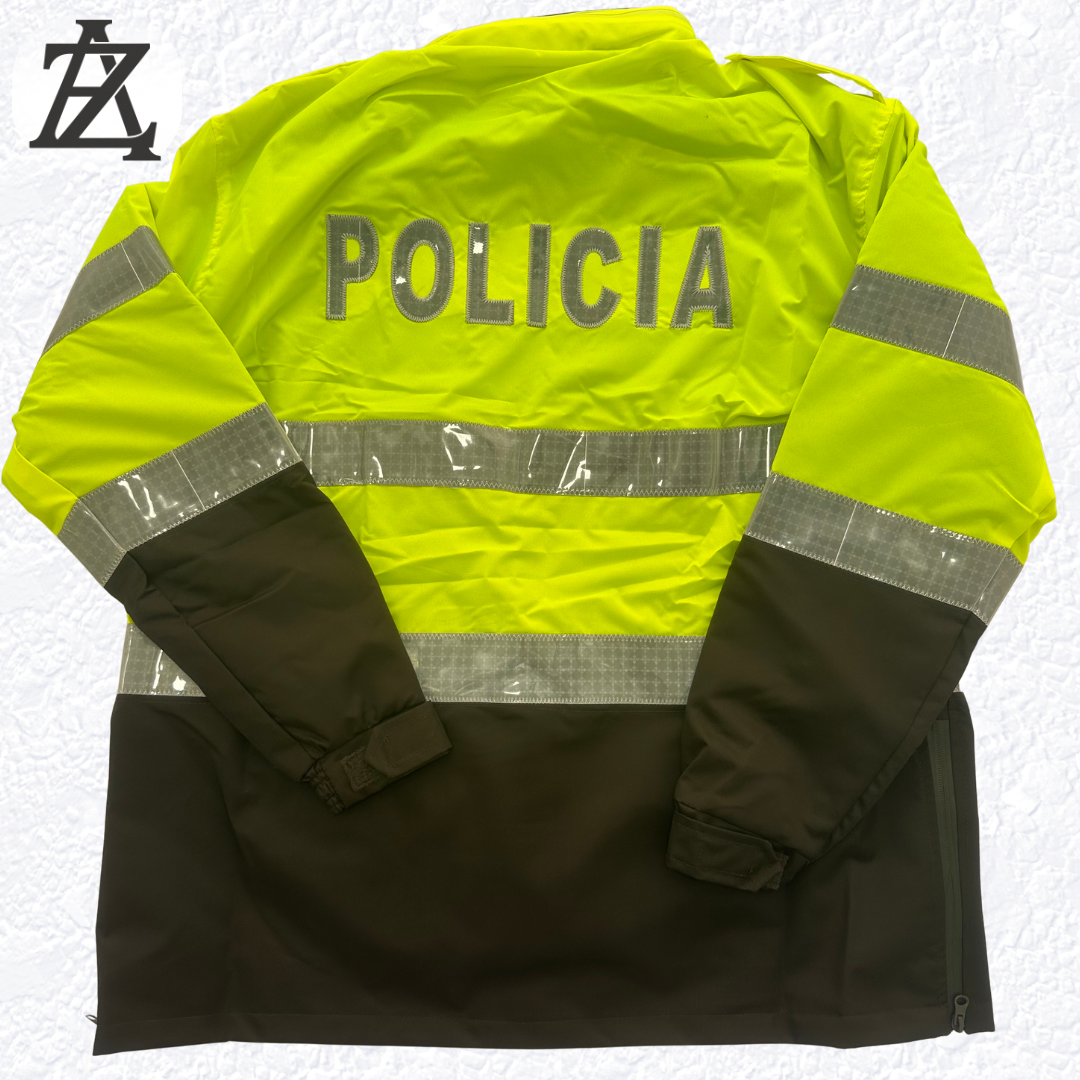Chaqueta de policía reflectante color verde 
