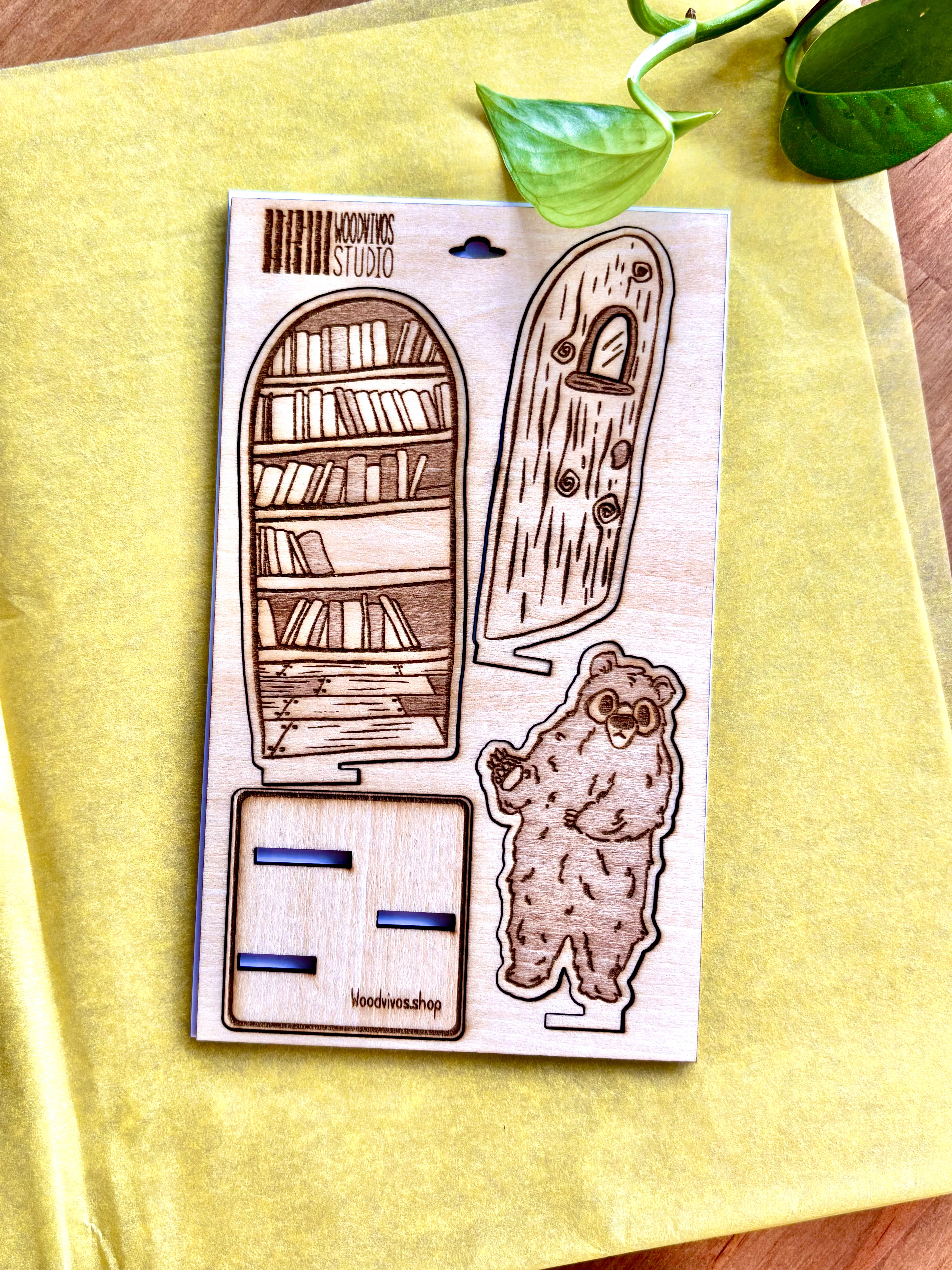 Bookish Bear at His Doorway