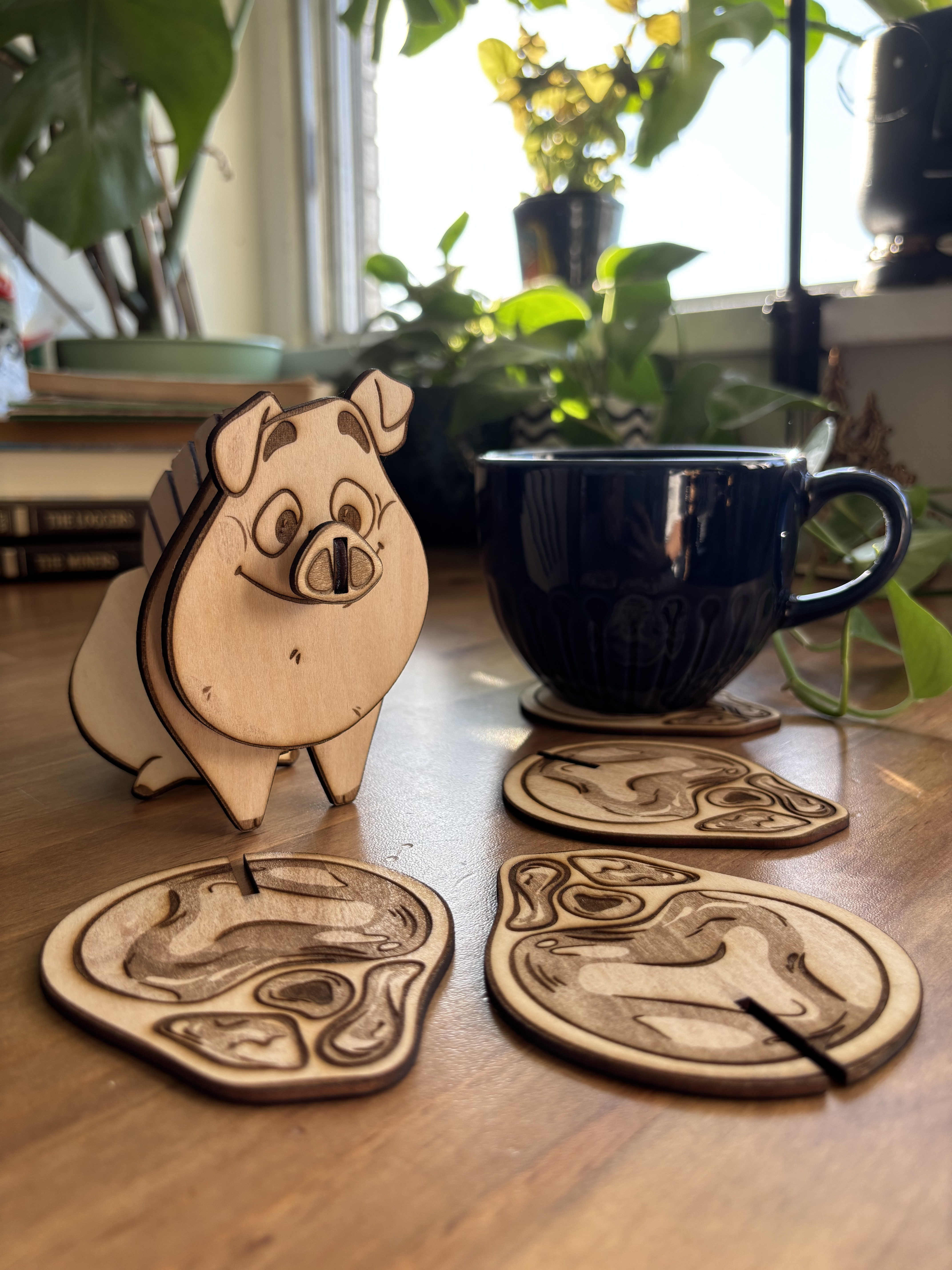  Layered Piggy Coaster Set